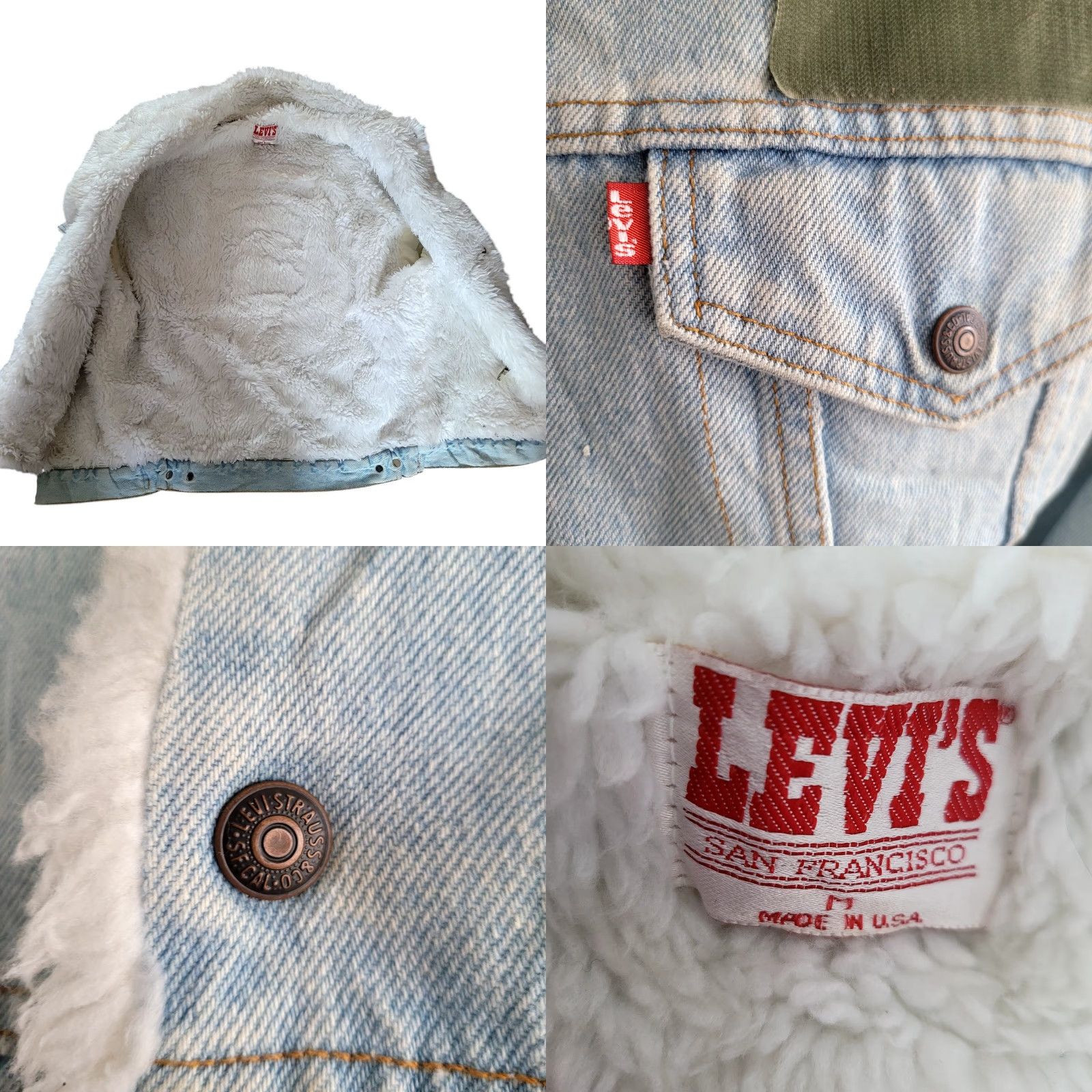 Levi's Levi's Sherpa Trucker Jacket M - Made in USA - Black Denim - Military Patchwork - Hell on Wheels Infantry - Men’s Jacket Size US M / EU 48-50 / 2 - 9 Thumbnail