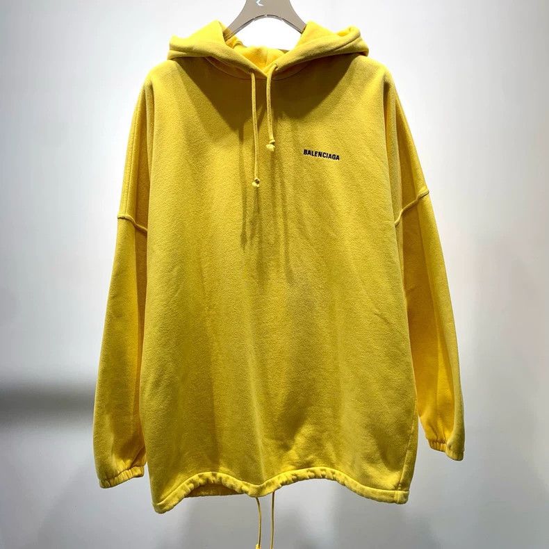 Balenciaga Balenciaga Yellow Letter Embroidered Hooded Sweatshirt Size US XS / EU 42 / 0 - 1 Thumbnail
