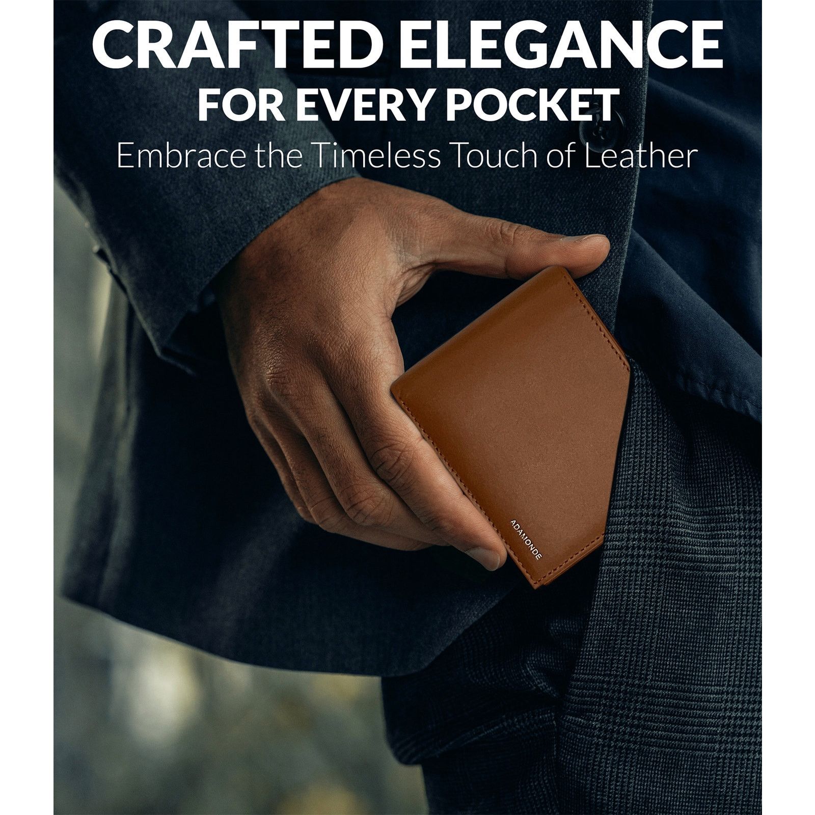 Handmade Men's minimalist tan genuine leather wallet with ID window Size ONE SIZE - 5 Thumbnail