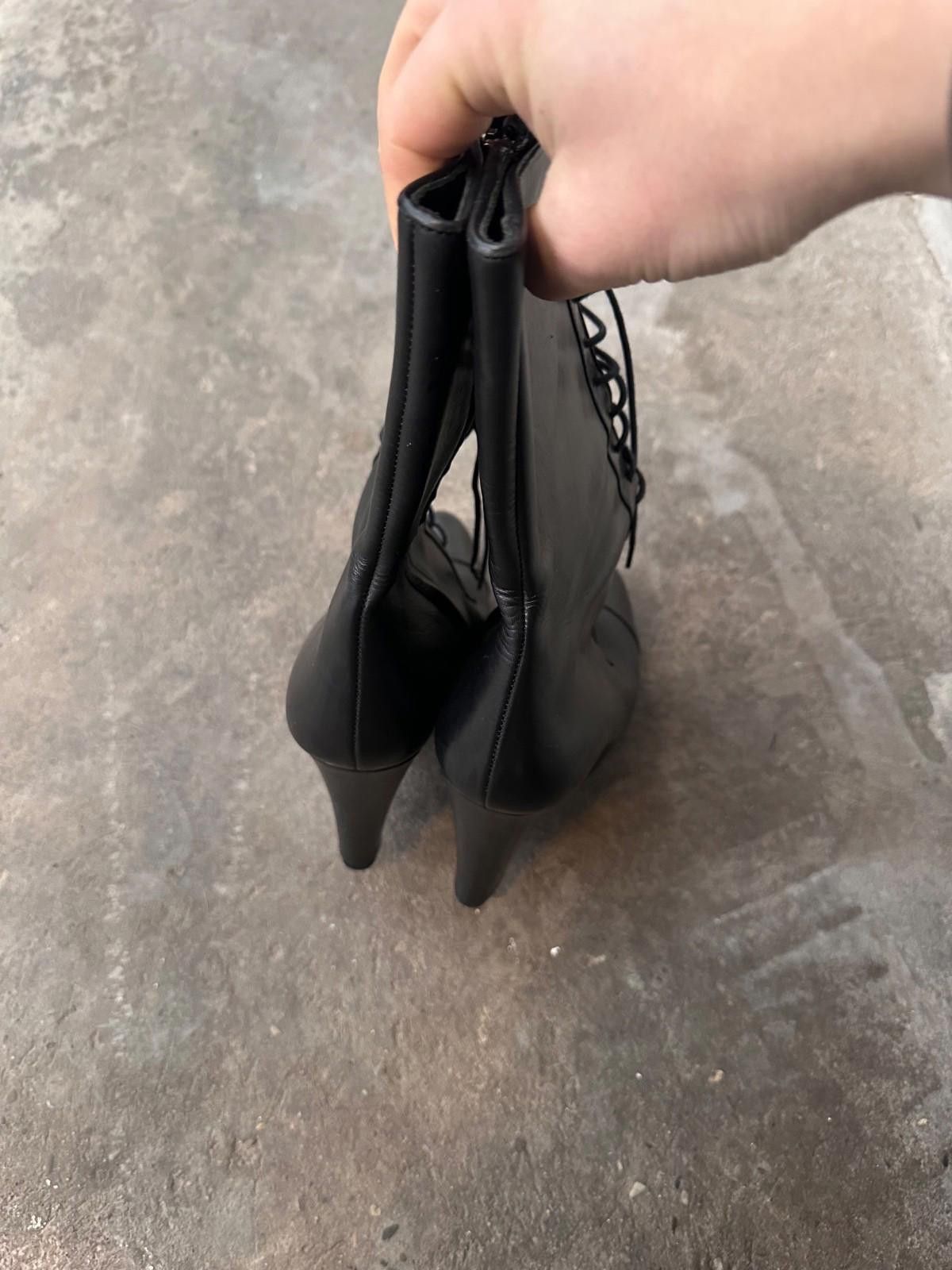 Jil Sander Jil Sander FW 2006 killer black laced up wedge-heel boots Size US 8.5 / IT 38.5 - 5 Thumbnail