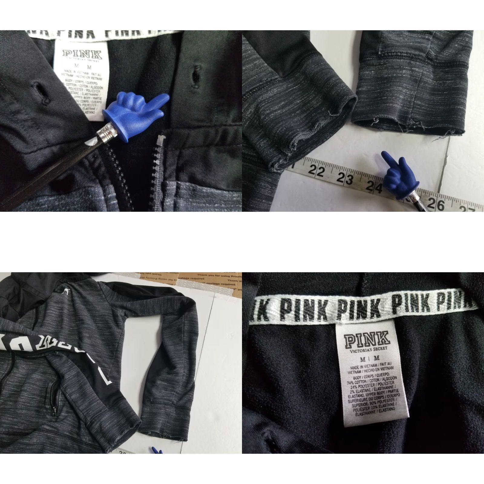 Pinko Victoria's Secret PINK Hoodie Women M Pullover Black See Pics Size M / US 6-8 / IT 42-44 - 8 Thumbnail