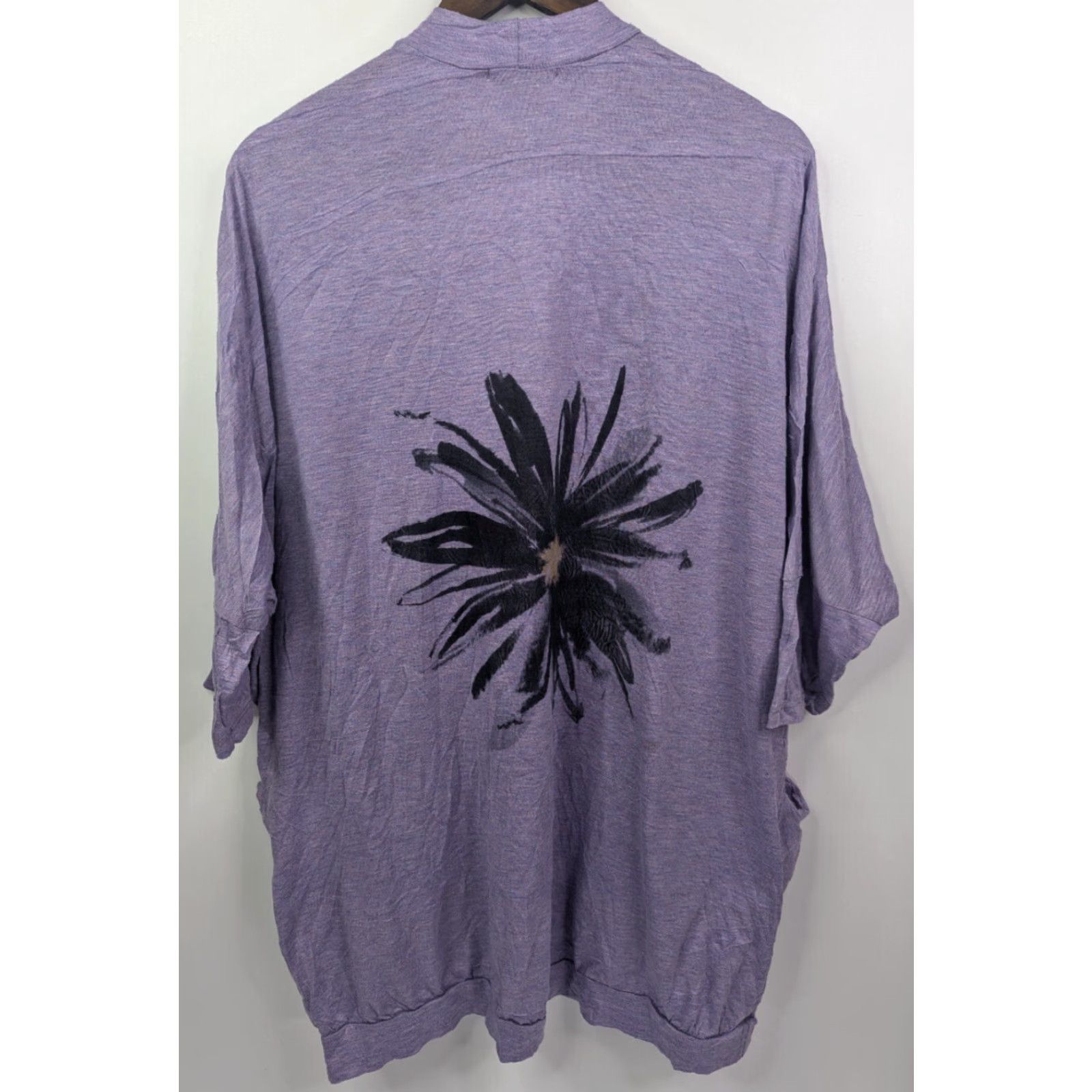 Vintage Jess & Jane Women's Cardigan XL Floral Daisy Purple Open Front Lightweight Size XL / US 12-14 / IT 48-50 - 4 Thumbnail