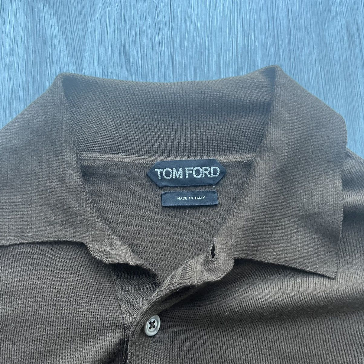 Tom Ford Tom Ford Classic Brown Wool Long Sleeve Jumper Polo Shirt Size US L / EU 52-54 / 3 - 2 Thumbnail