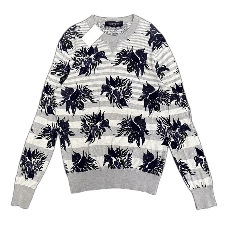 Louis Vuitton Louis Vuitton Gray Striped Knit Long Sleeve-yf Size US S / EU 44-46 / 1 - 1 Thumbnail