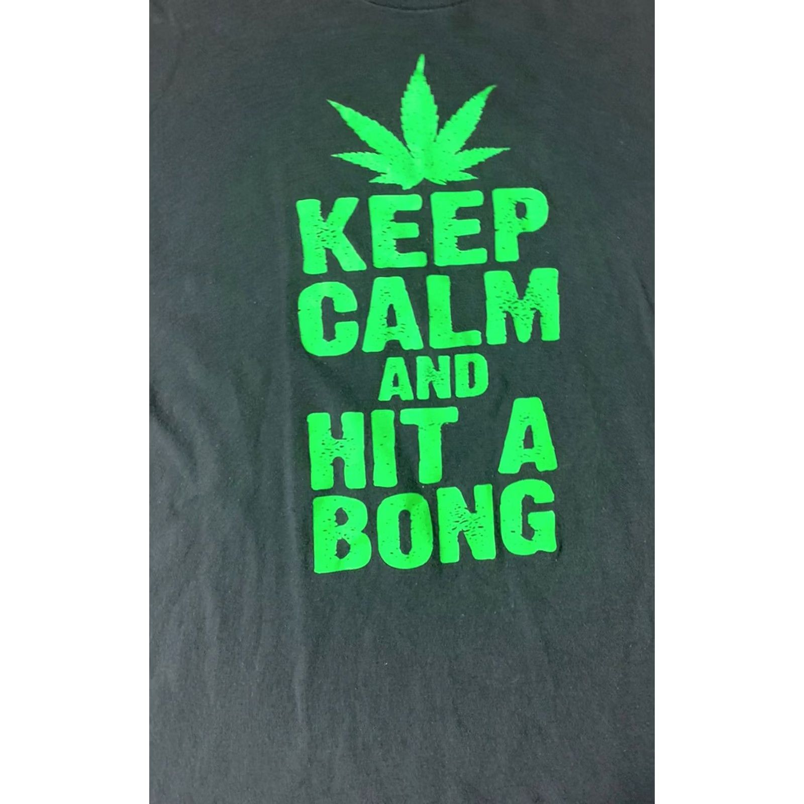 Vintage Spencers Keep Calm Hit Bong Marijuana T Shirt Black Adult XL Men Size US XL / EU 56 / 4 - 2 Thumbnail