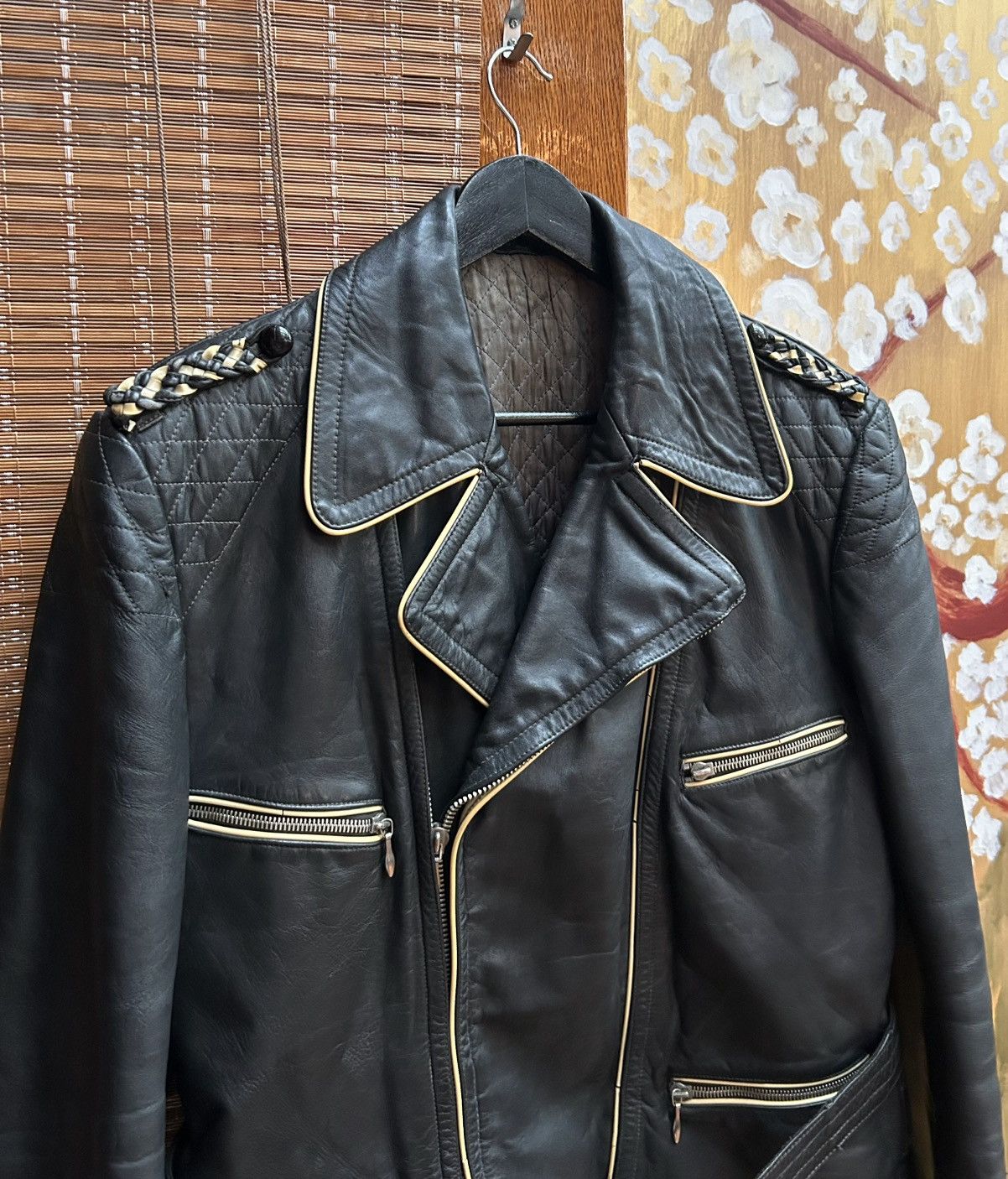 Vintage 60s German Leather Black Motorcycle Rider Jacket WWII Style Size US L / EU 52-54 / 3 - 3 Thumbnail