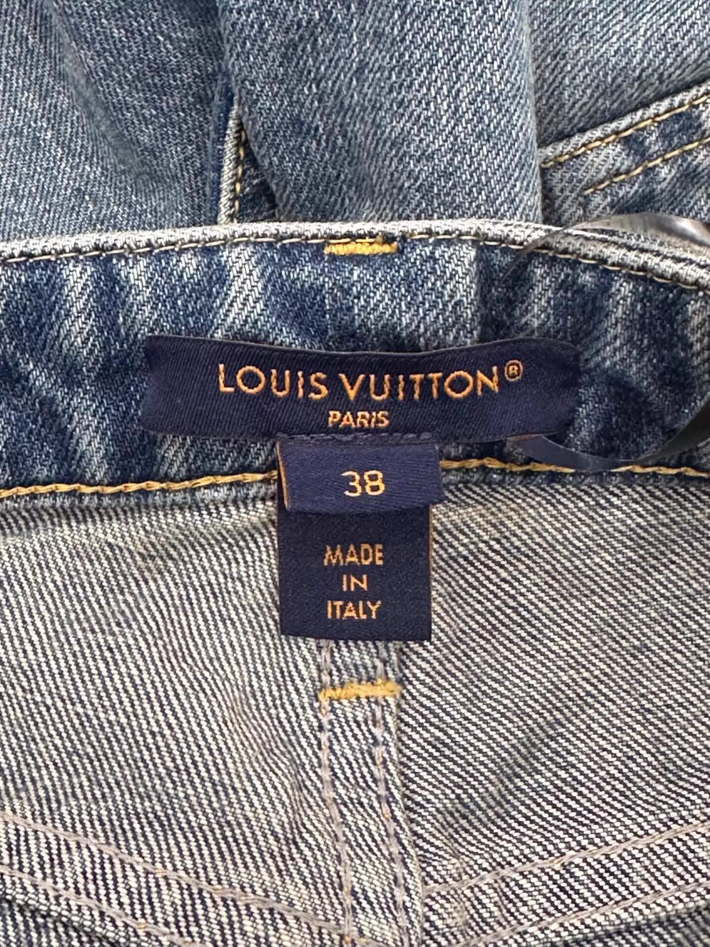 Louis Vuitton LV Women's Blue Jeans Brown Monogram Trim 38 New Size 27" / US 4 / IT 40 - 5 Thumbnail