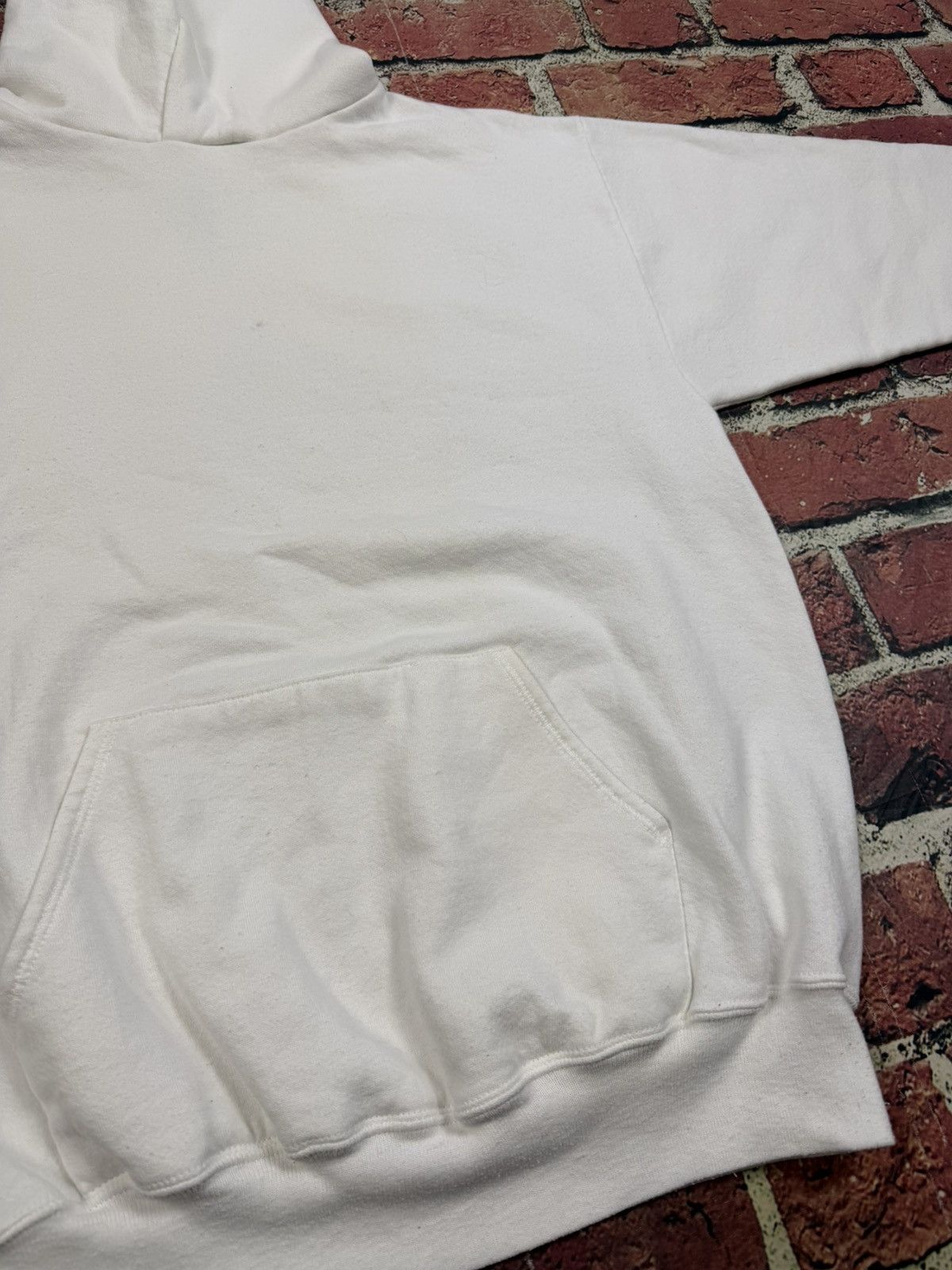 Jerzees Vintage 80s 90s Jerzees White Hoodie Blank Sweatshirt USA Size US XL / EU 56 / 4 - 10 Thumbnail