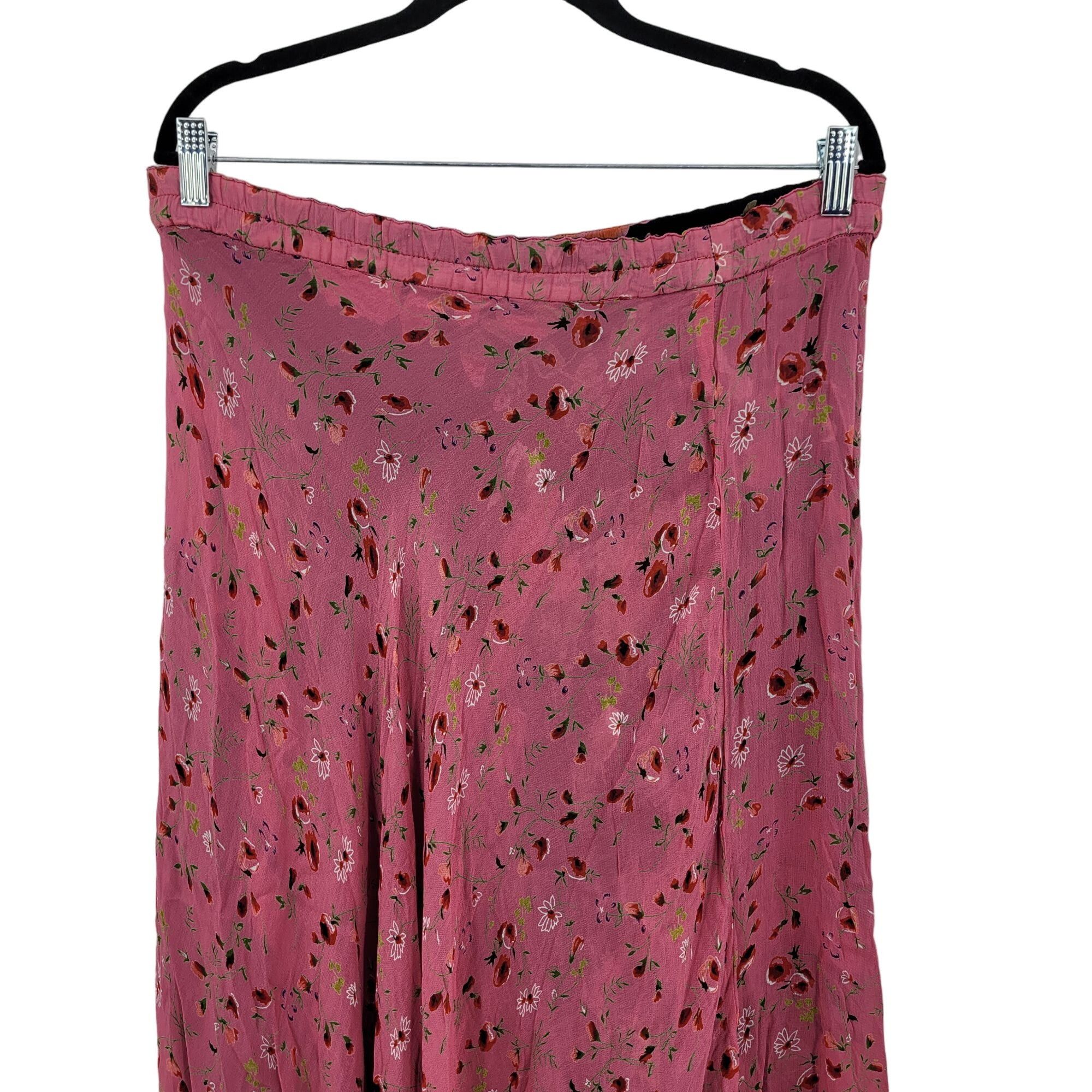 Vintage Vintage Reversible Floral Maxi Skirt M Black Pink Ditzy Size 35" - 10 Thumbnail