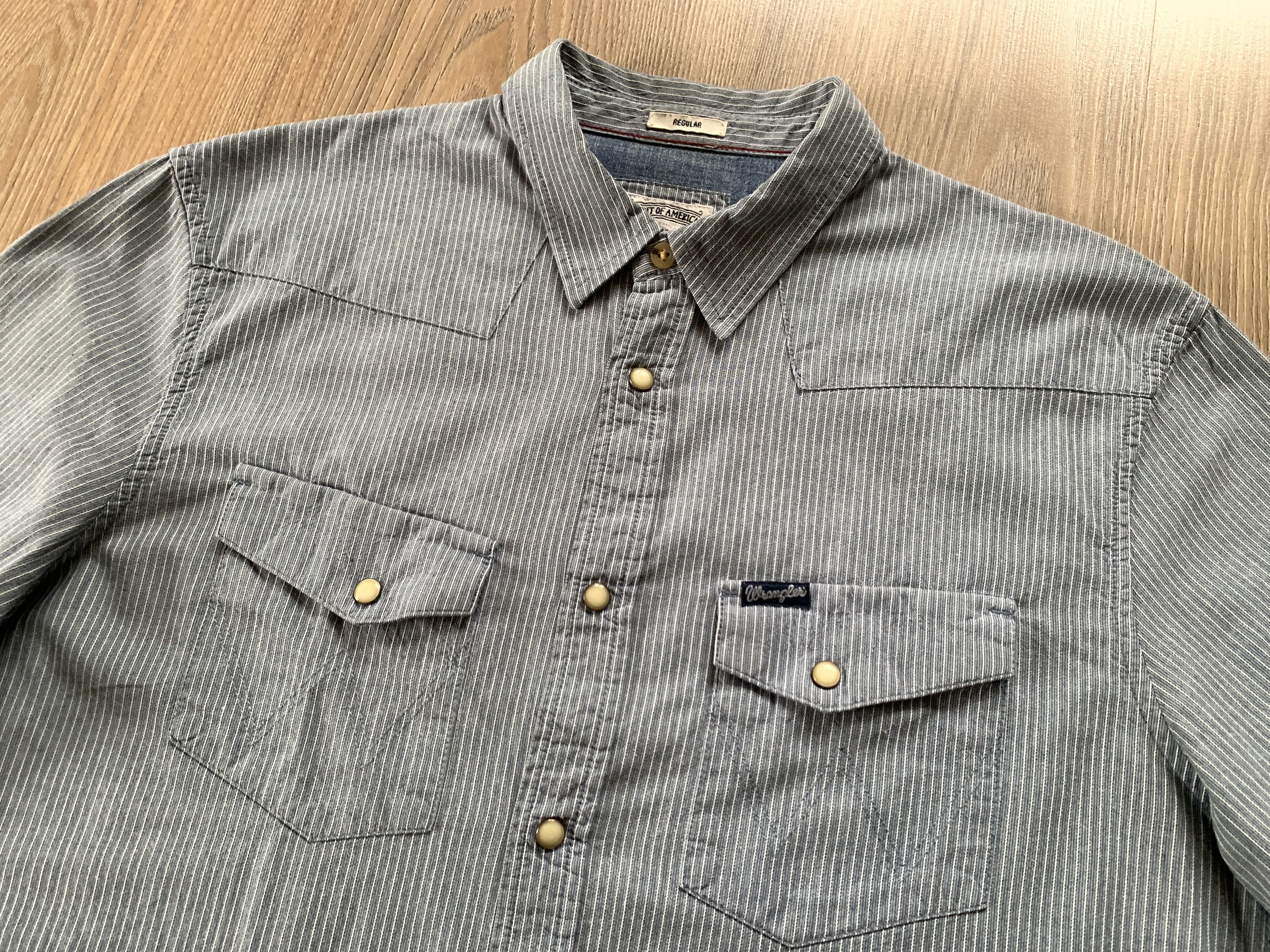 Wrangler Wrangler Regular Stripe Cotton Denim Long Sleeve Shirt Size US M / EU 48-50 / 2 - 4 Thumbnail
