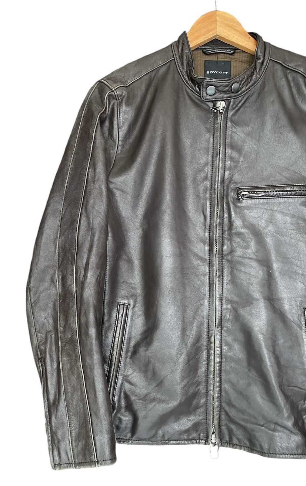 Boycott Rare🔥BOYCOTT Leather Zipper Jacket Vintage Size US S / EU 44-46 / 1 - 3 Thumbnail