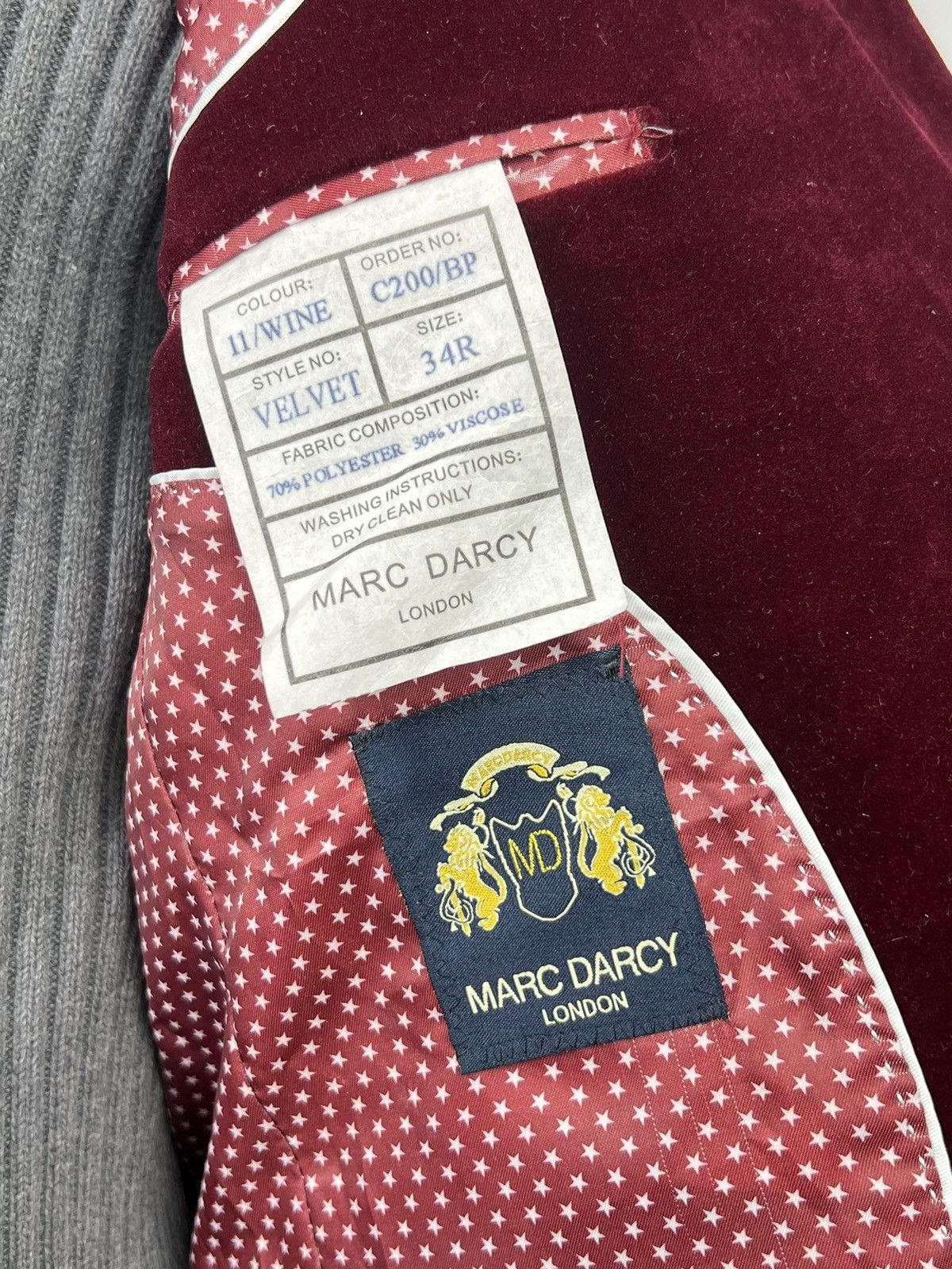 Vintage Marc Darcy London Red Velours Blazer Jacket Size S 34S Size 34S - 9 Thumbnail