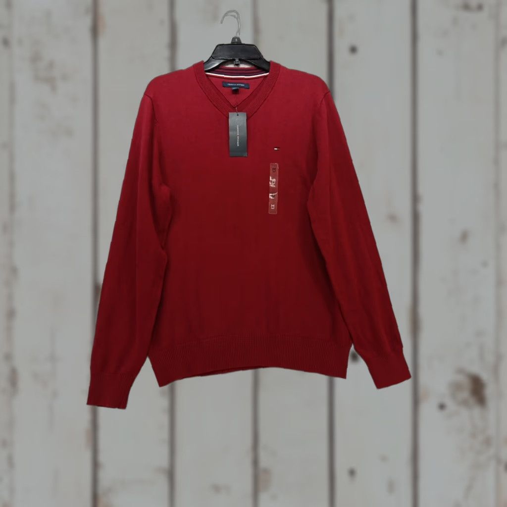 Tommy Hilfiger Tommy Hilfiger Sweater Men M Red Logo V-Neck NWT Signature Pullover Cotton Size US M / EU 48-50 / 2 - 1 Thumbnail