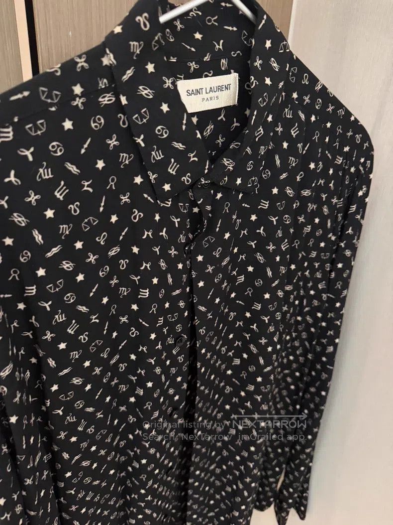 Saint Laurent Paris Saint Laurent Paris Note Print Silk Satin Shirt Jacket Size XS / US 0-2 / IT 36-38 - 4 Thumbnail