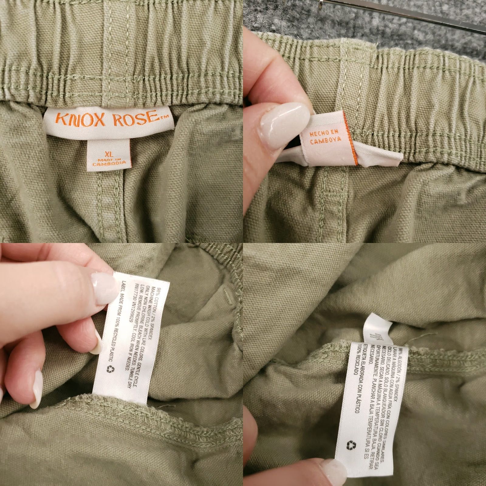 Vintage Knox Rose Pants Womens XL Green High Rise Straight Stretch Utility Pocket Zip Size 40" / US 18 - 8 Thumbnail