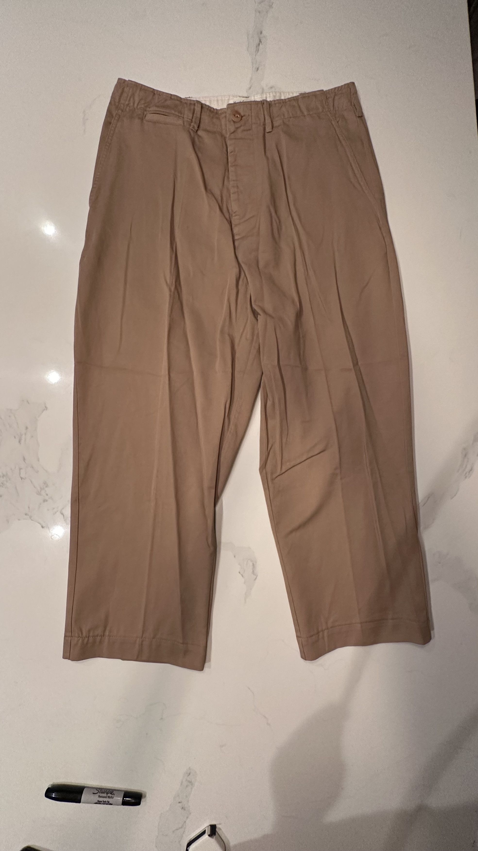 image of Merz B Schwanen Good Basics Wide Leg Chinos Khaki Chino01.16, Men's (Size 34)