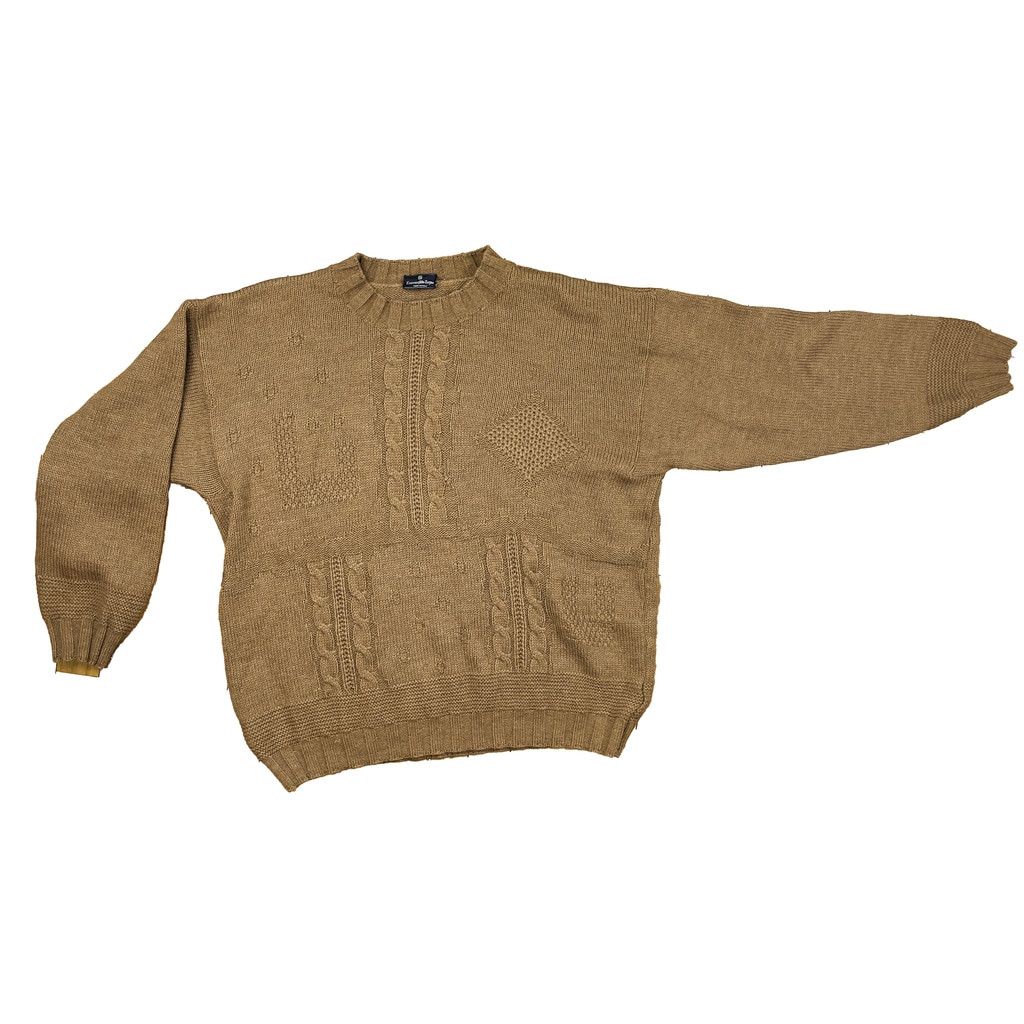 Ermenegildo Zegna Ermenegildo Zegna Cable Knit Crew Neck Wool Brown Sweater Size US XL / EU 56 / 4 - 1 Thumbnail