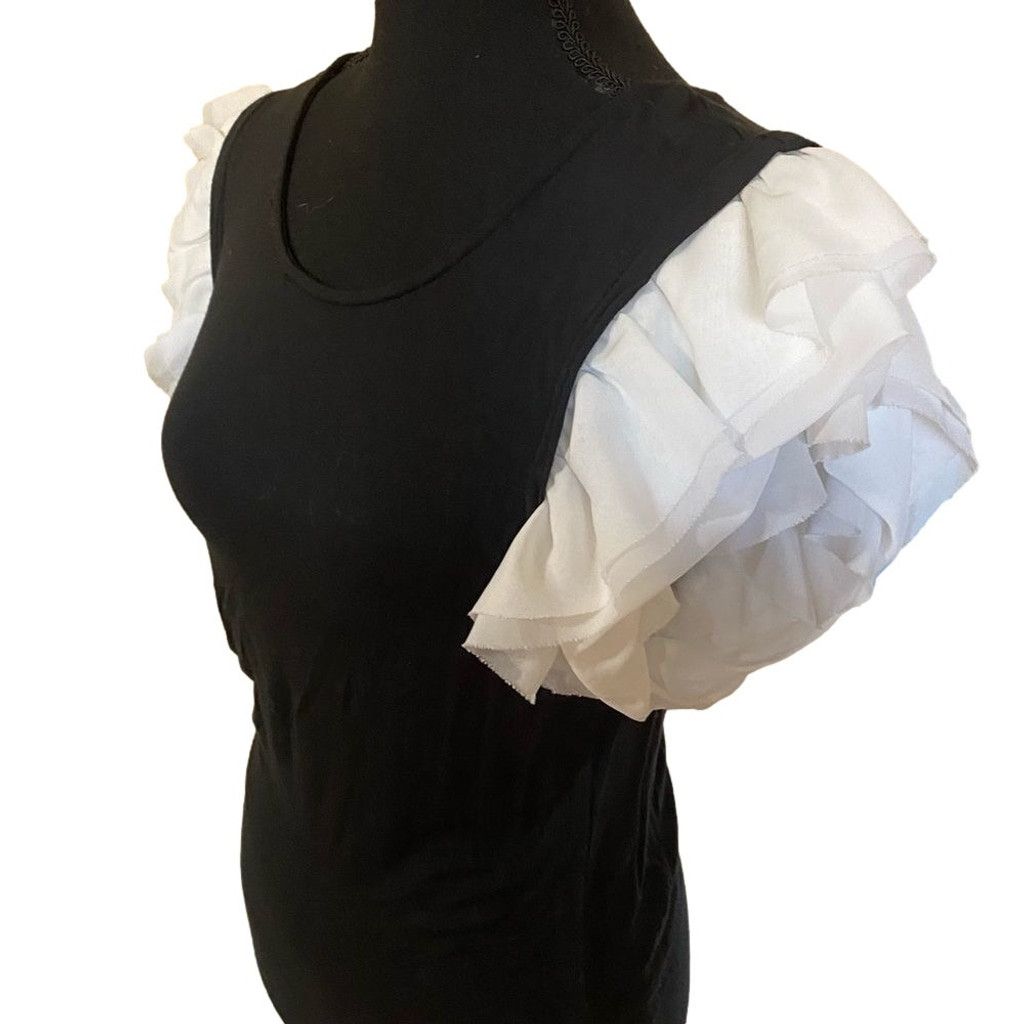 Victoria's Secret Victoria's Secret XS Black Top – White Layered Puff Sleeves Size XS / US 0-2 / IT 36-38 - 5 Thumbnail