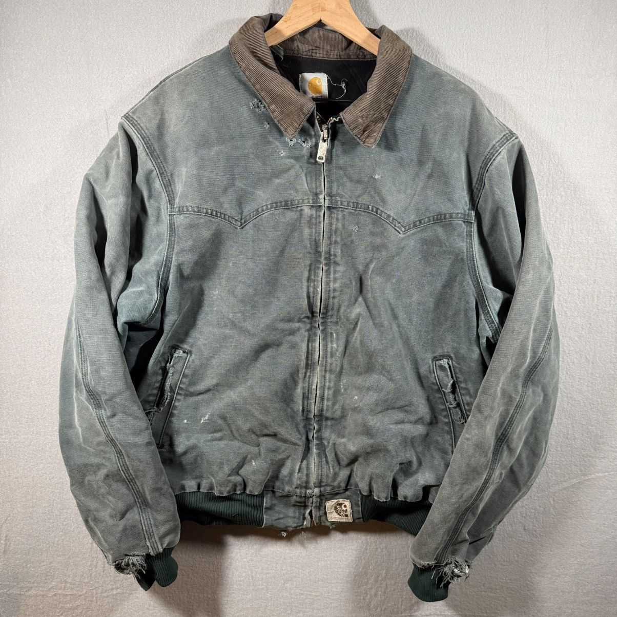 Vintage Carhartt J14 Green Santa Fe Bomber Western Jacket