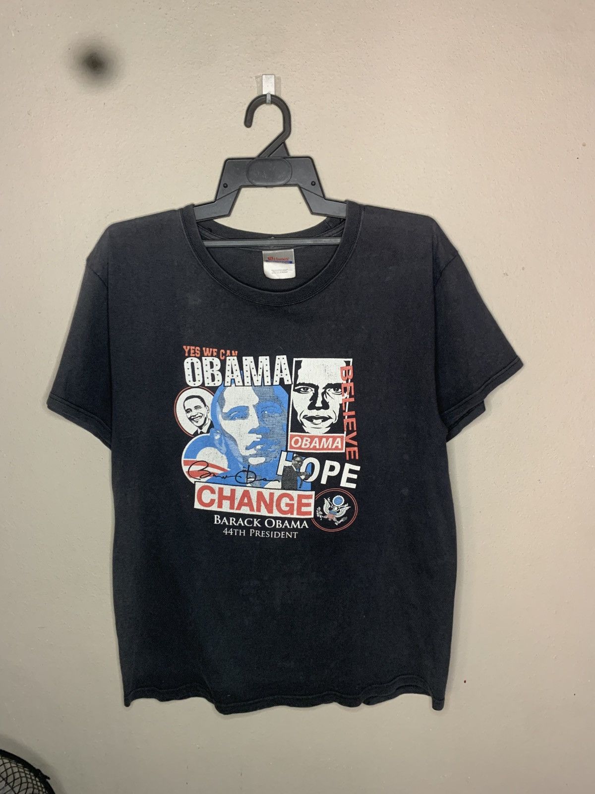 Hanes Vintage Hanes Barrack Obama Black 00s Size US M / EU 48-50 / 2 - 1 Thumbnail