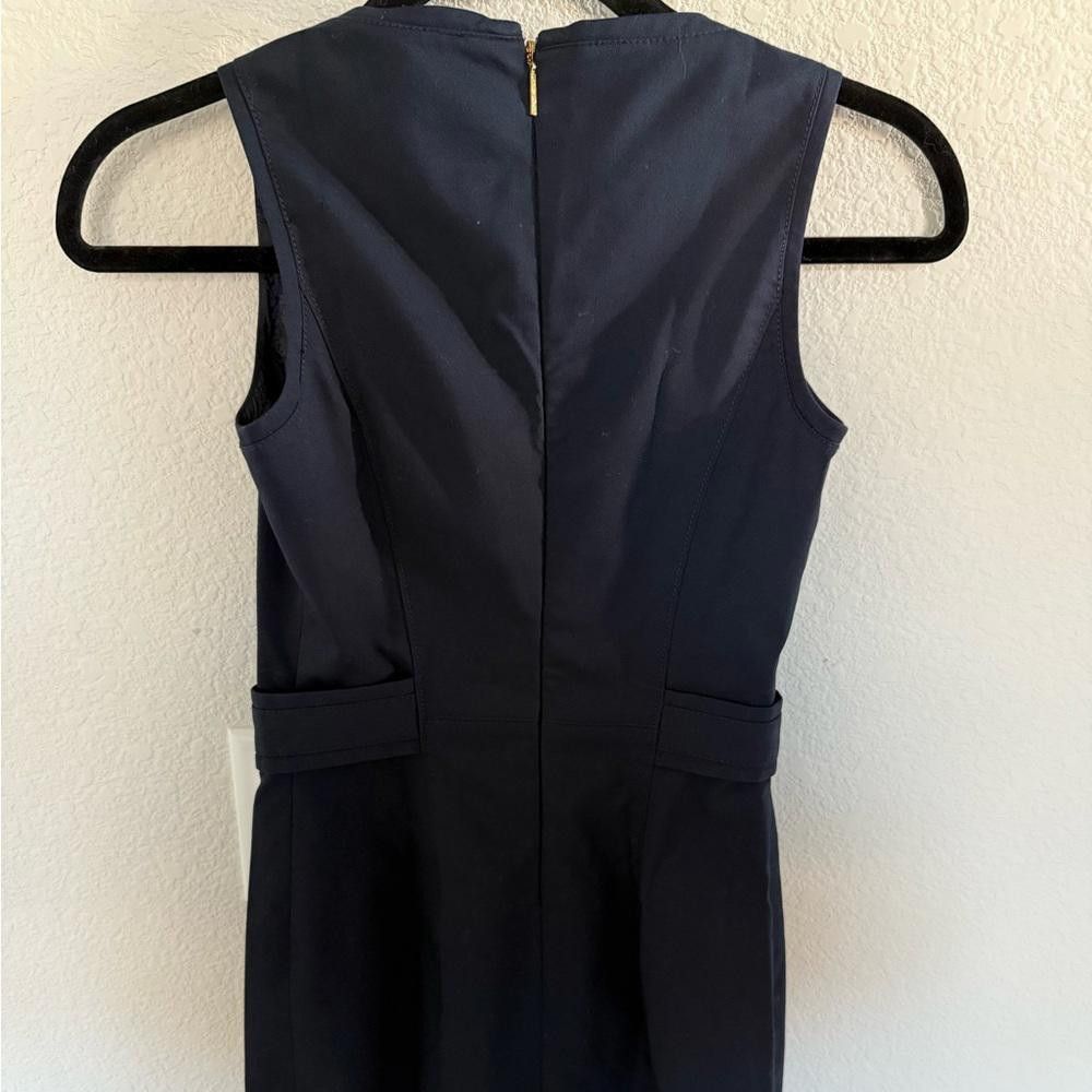 Designer Tory Burch Tayler Navy Sleeveless Sheath Dress Square Neck 0 Size XS / US 0-2 / IT 36-38 - 6 Thumbnail