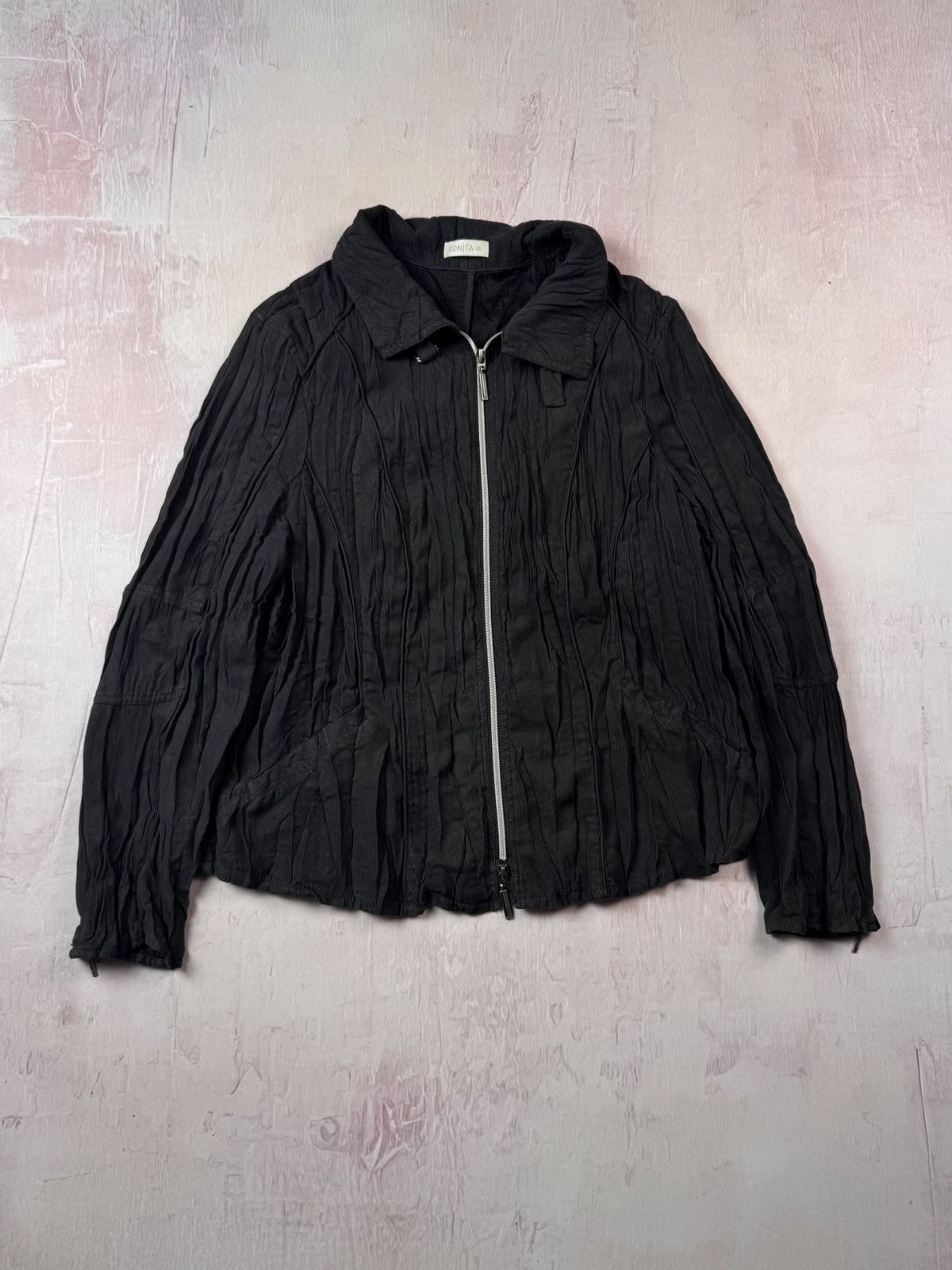 Pre-owned Avant Garde Bonita Ribbed Asymmetric Light Jacket Rick Owens Style In Black