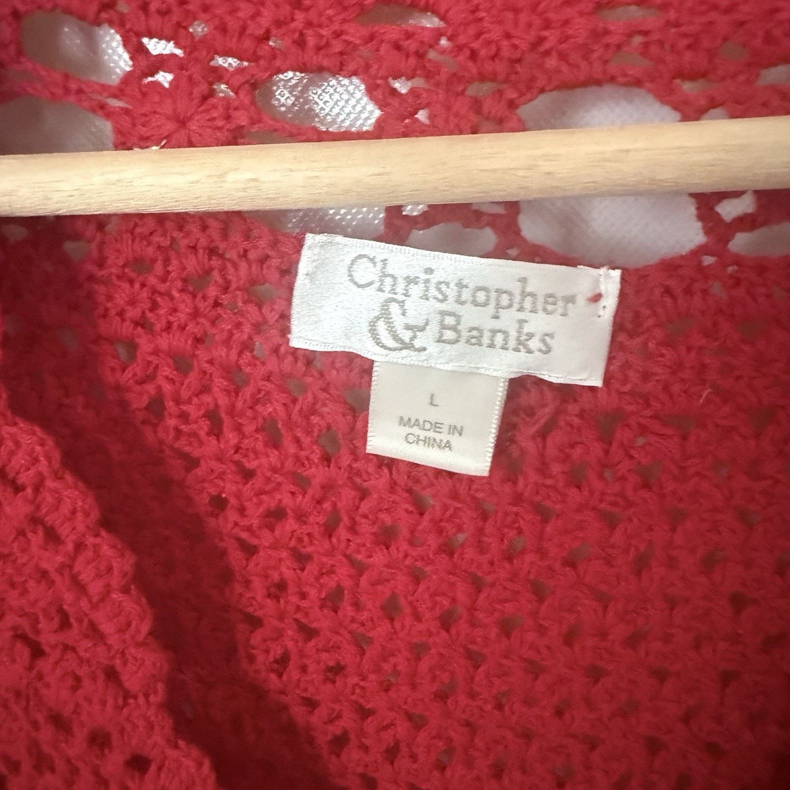 Other Cardigan Sweater Red Boho Crochet Cottagecore Doily Granny Size L / US 10 / IT 46 - 3 Thumbnail