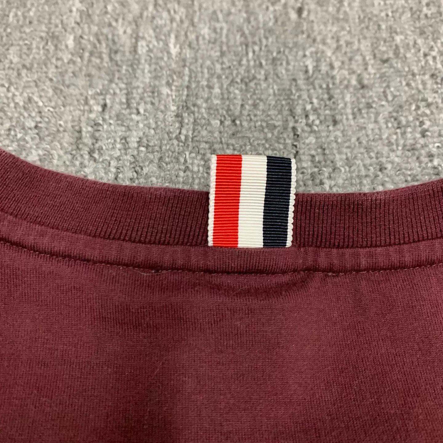 Thom Browne TB 4-Stripe Wine Red Sweater 1 9/10 front stain Size US S / EU 44-46 / 1 - 8 Thumbnail