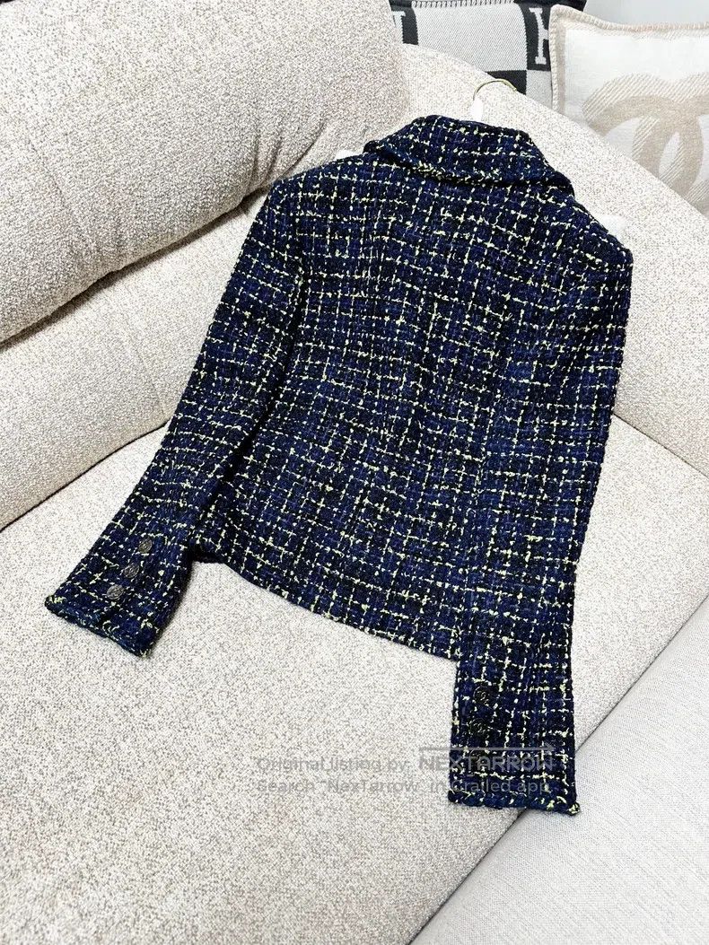 Chanel Chanel 22B blue and yellow plaid tweed coat Size XS / US 0-2 / IT 36-38 - 3 Thumbnail
