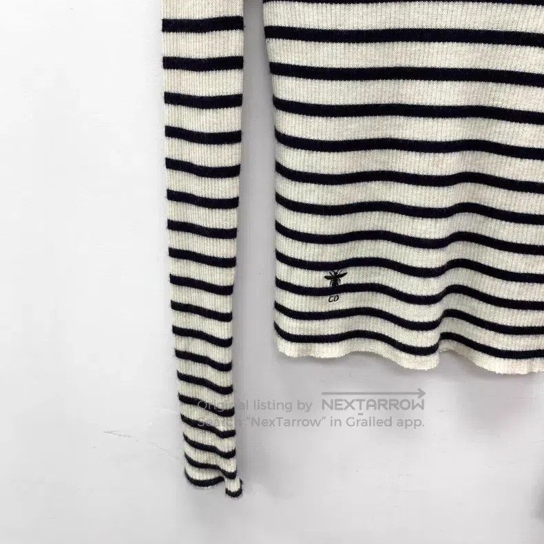 Dior Dior Color-blocked striped bee embroidery cashmere round-n Size XXS / US 00 / IT 34 - 4 Thumbnail