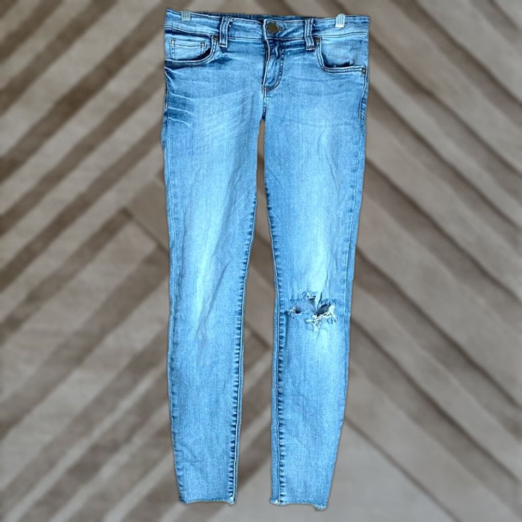 Vintage KUT from the Kloth Jeans Women 6 Blue Denim Skinny Ankle Distressed Stretch 5-Pocket Regular Womens Size 29" - 1 Thumbnail