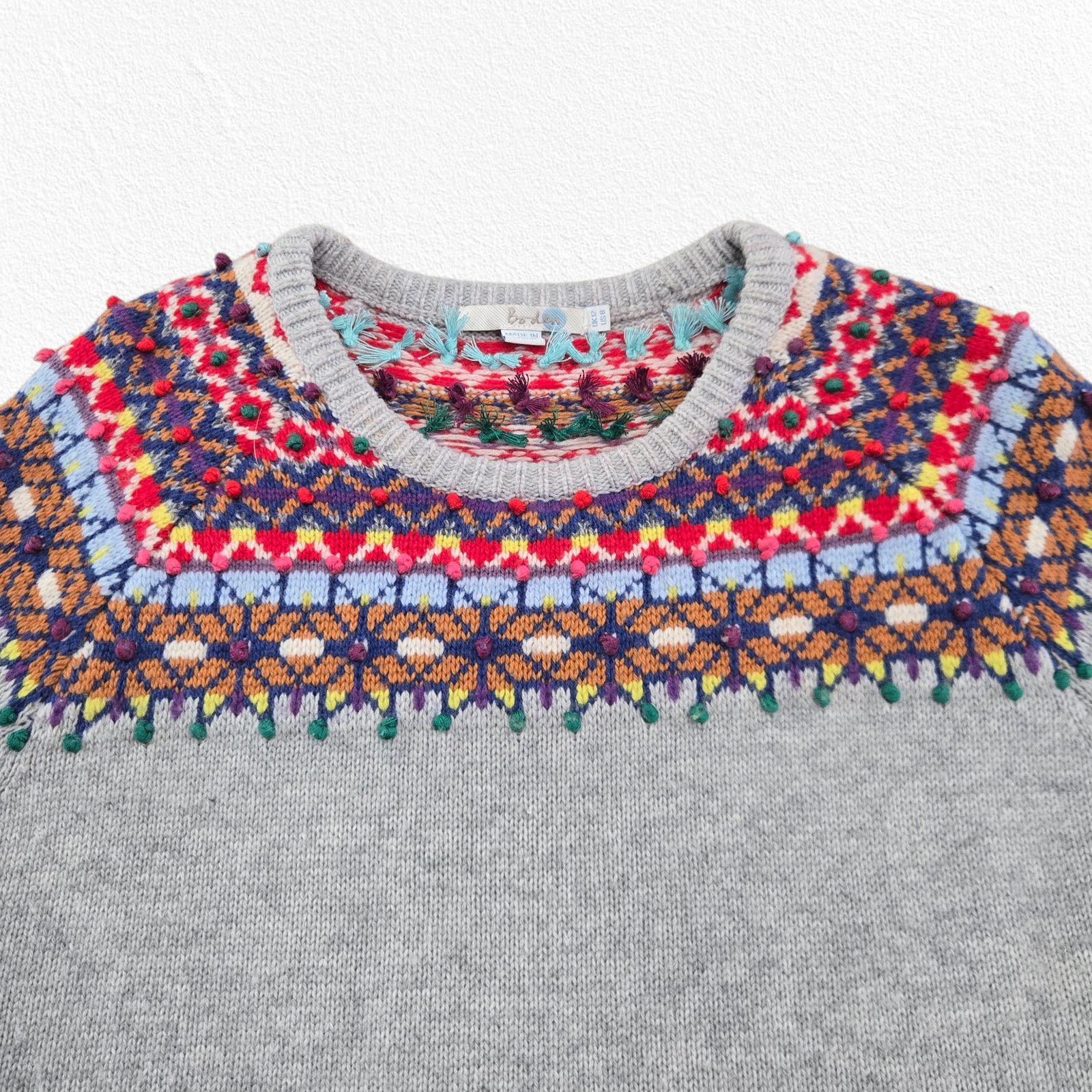 Boden Fair Isle Wool Blend Sweater Multicolor Bobble Knit Size 8 Size M / US 6-8 / IT 42-44 - 4 Thumbnail