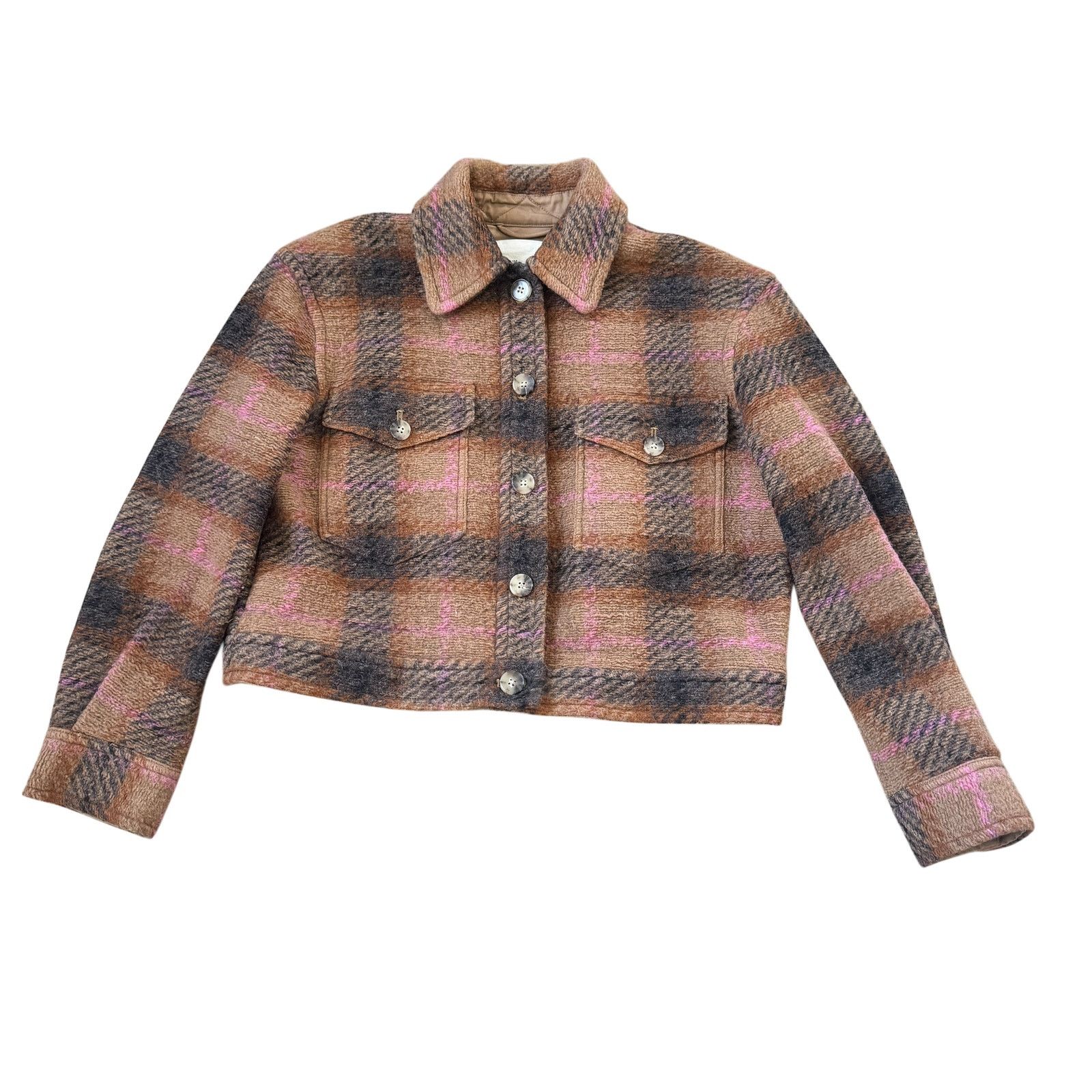 Aritzia Aritzia Wilfred Autumn Shirt Jacket Wool Shacket Brown Plaid Size S / US 4 / IT 40 - 4 Thumbnail