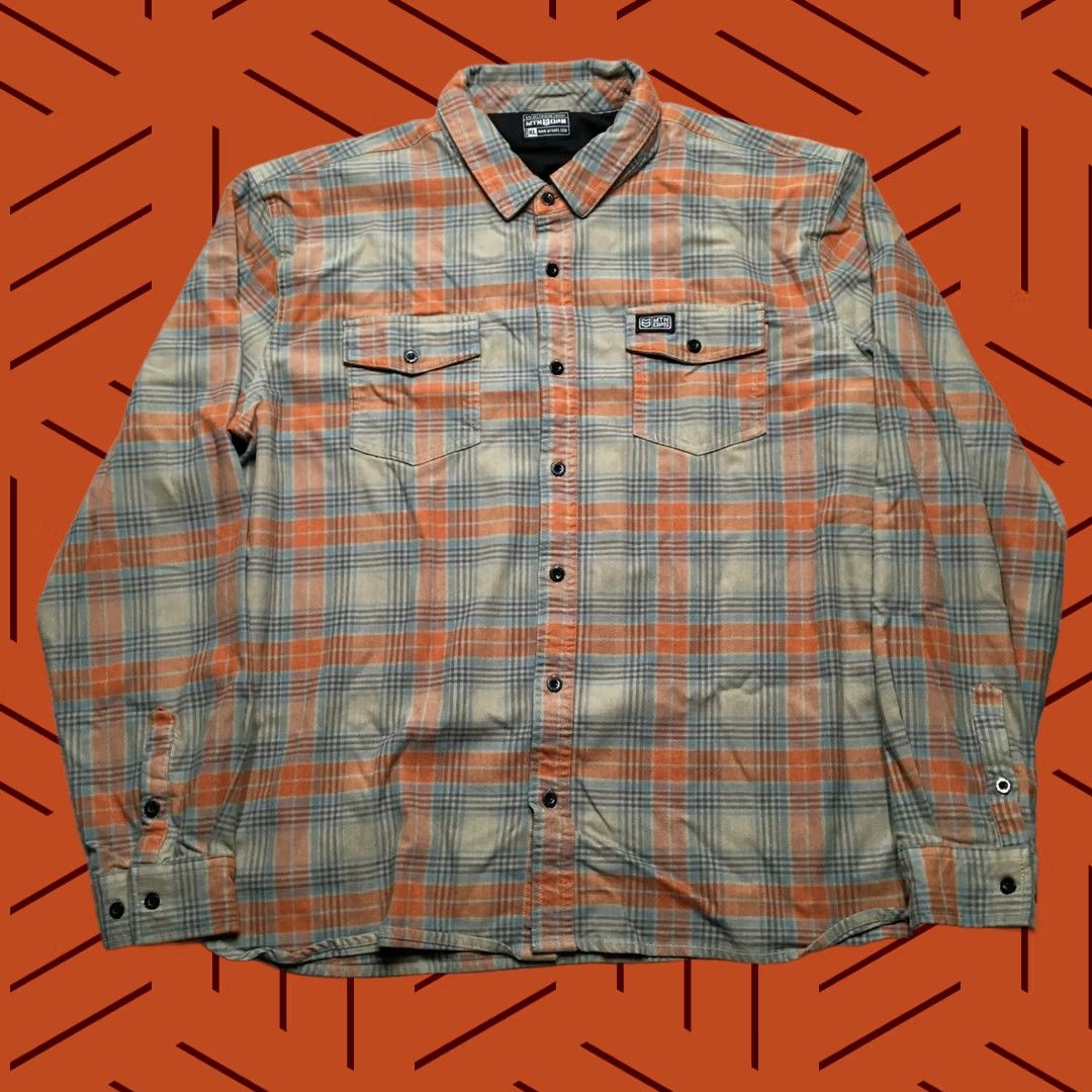 Vintage MTN OPS Shirt Mens XL Tan/Orange Plaid Flannel Button Up Stretch Outdoor Hunting Size US XL / EU 56 / 4 - 1 Thumbnail