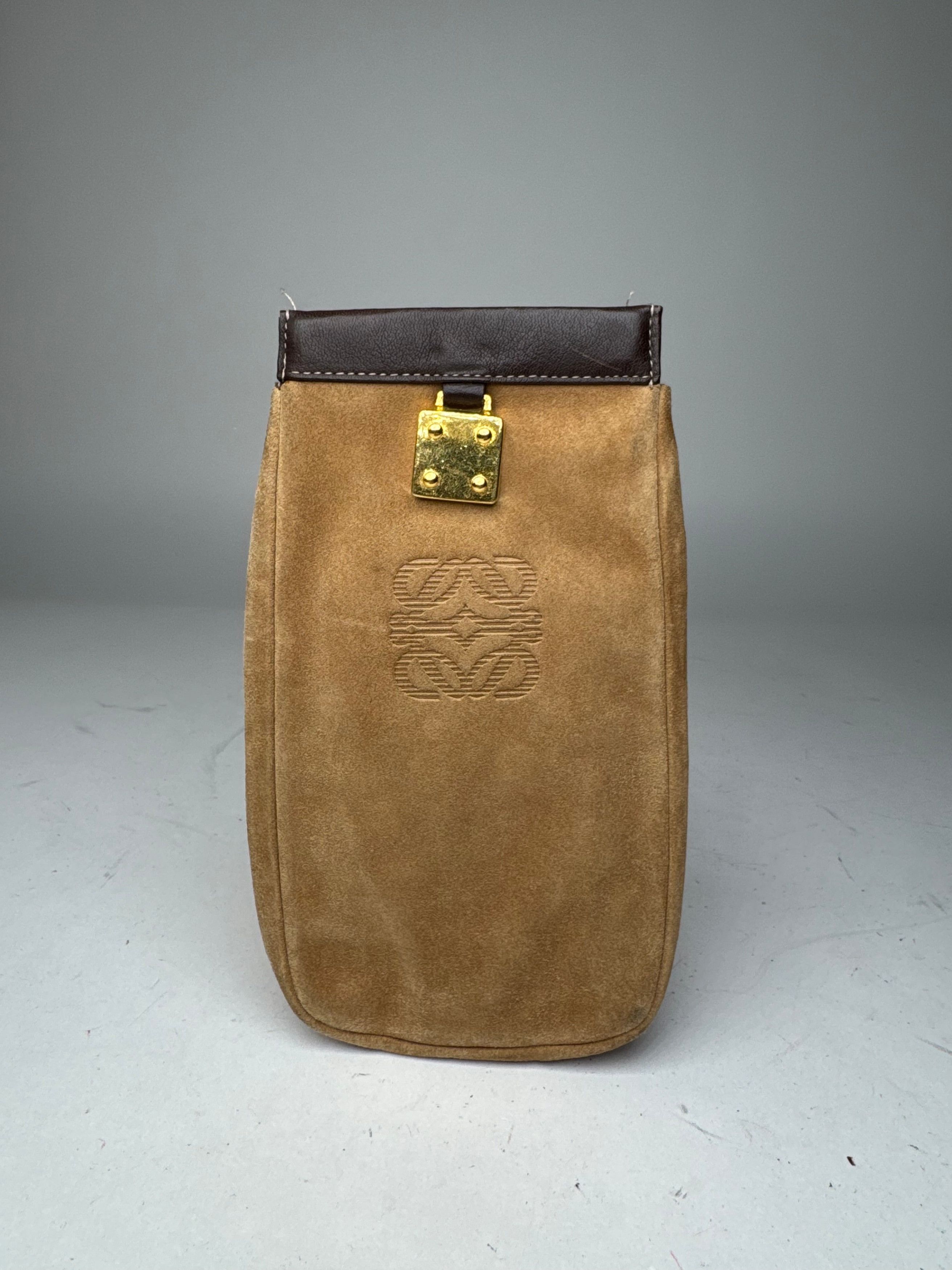 Loewe Vintage Suede Leather Pouch Brown Size ONE SIZE - 1 Thumbnail