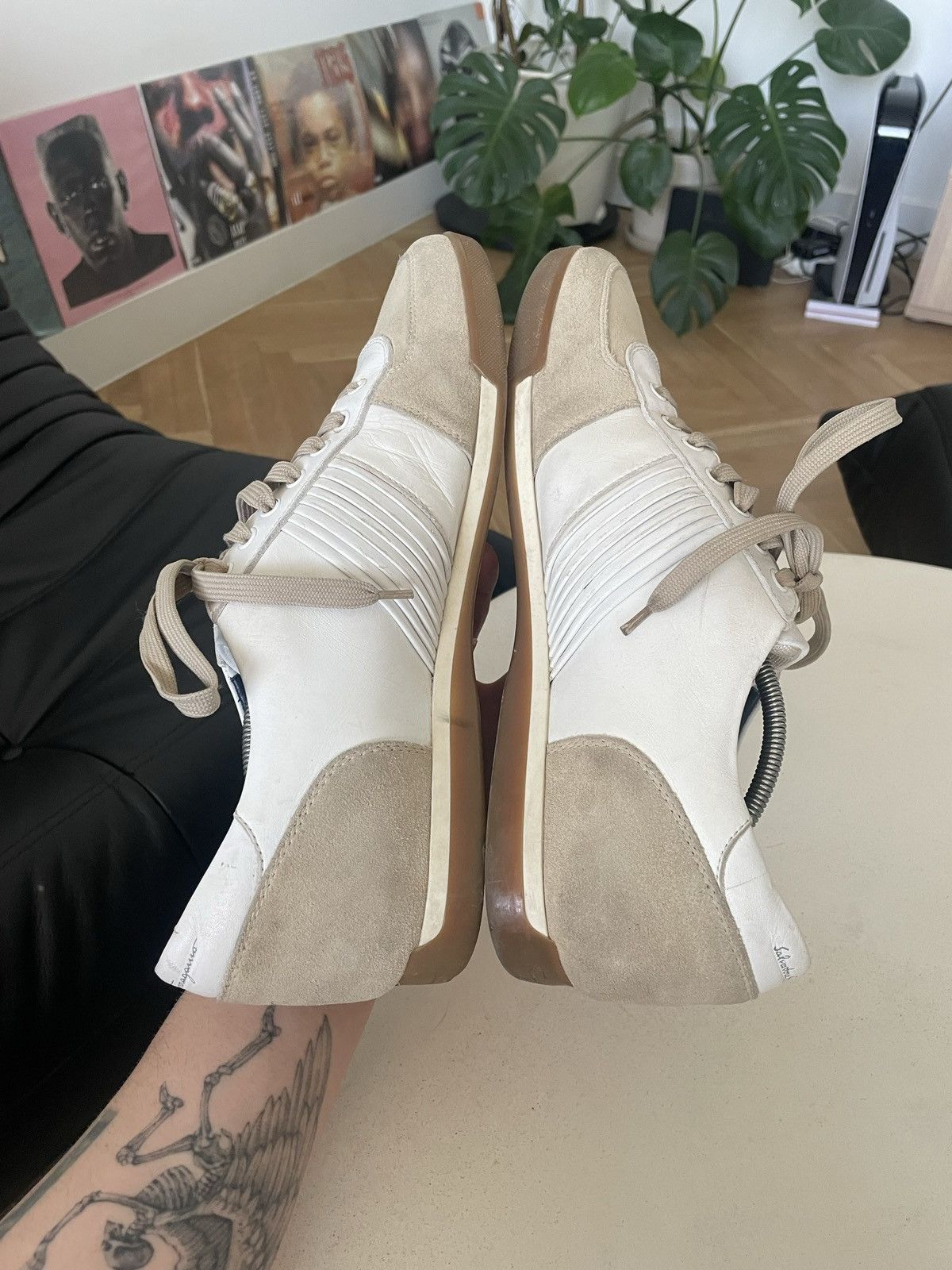 Salvatore Ferragamo Vintage Salvatore Ferragamo Shoes Beige White Leather Rare Size US 10 / EU 43 - 6 Thumbnail