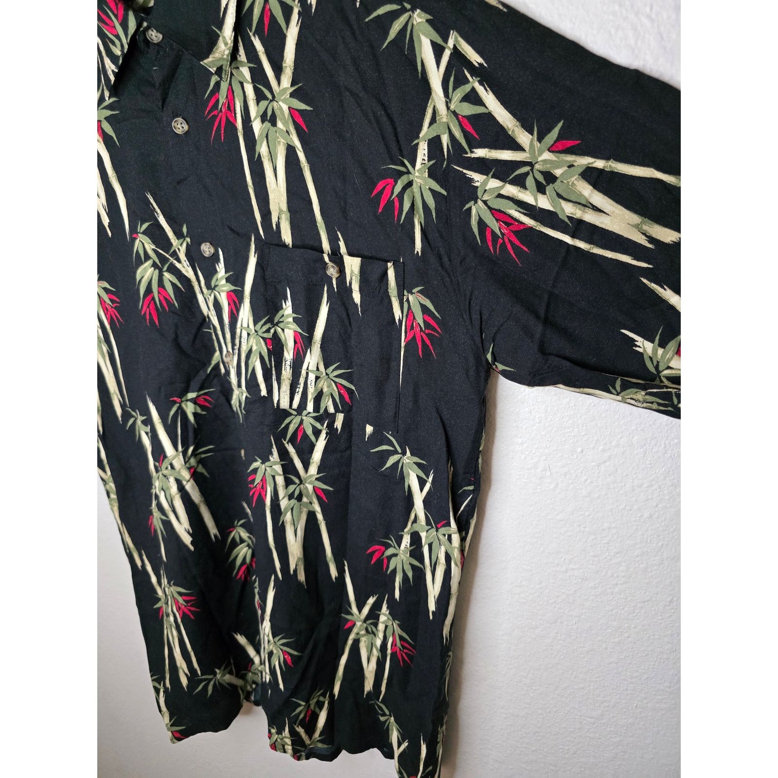 Puritan Puritan Hawaii Shirt Bamboo Print M Black Tropical Button Up Size US L / EU 52-54 / 3 - 2 Thumbnail