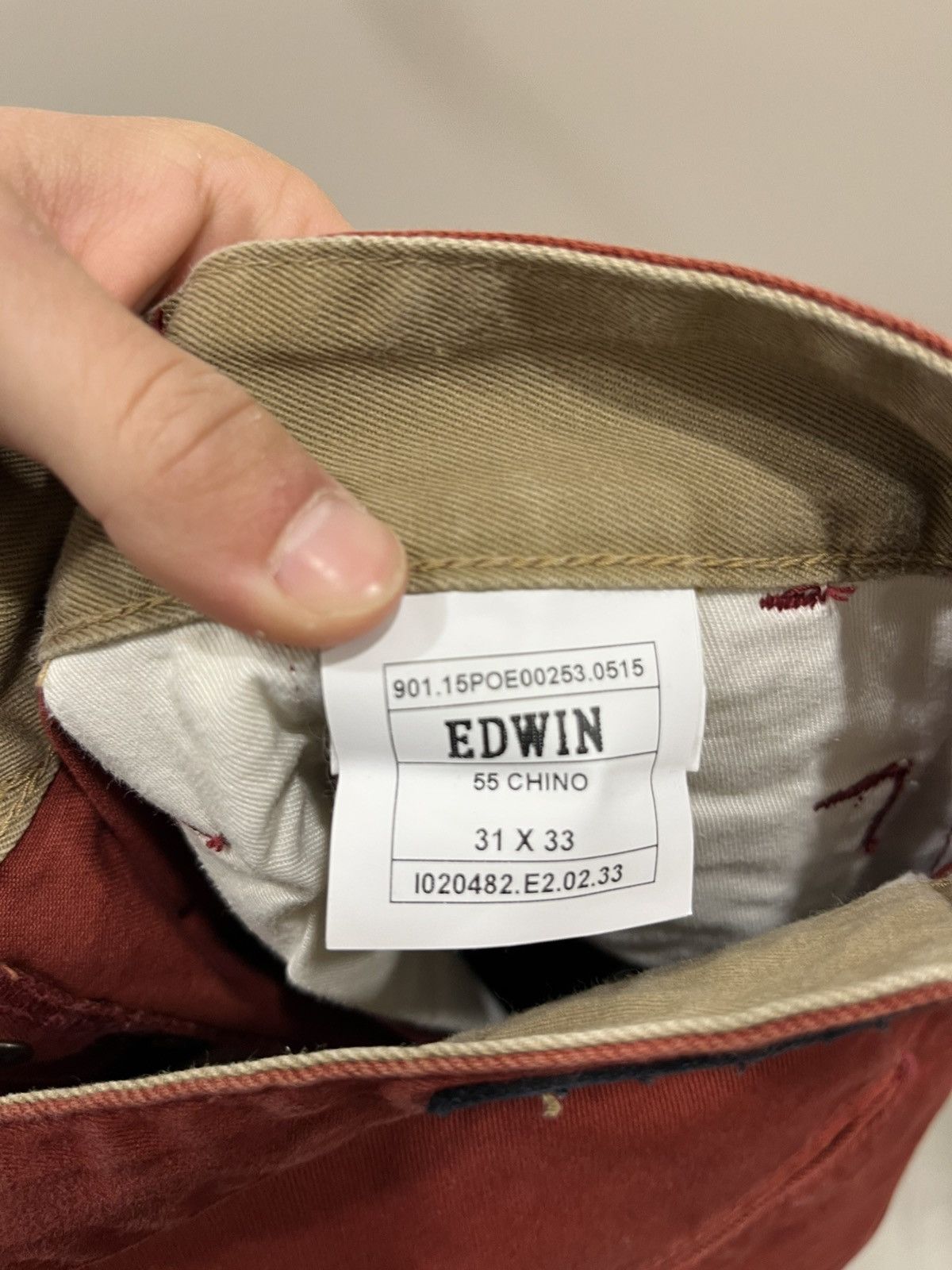 Edwin Edwin 55 Loose Y2K Chino Pants Sz 31 Ebony Dark Red Japanese Size US 31 - 5 Thumbnail