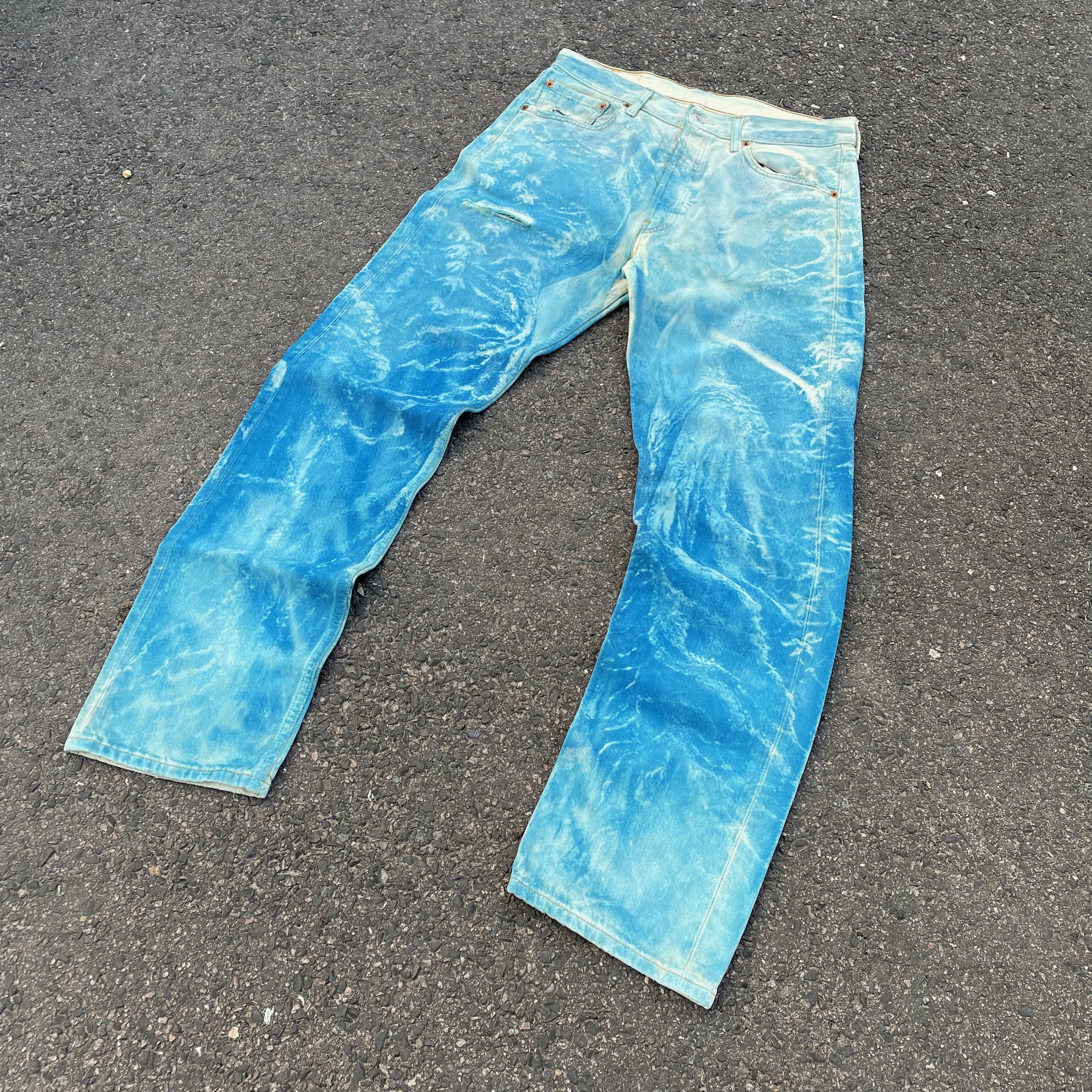 Levi's Custom Levi’s 32x32 Blue Art Print Jeans Y2K Grunge Size US 32 / EU 48 - 4 Thumbnail