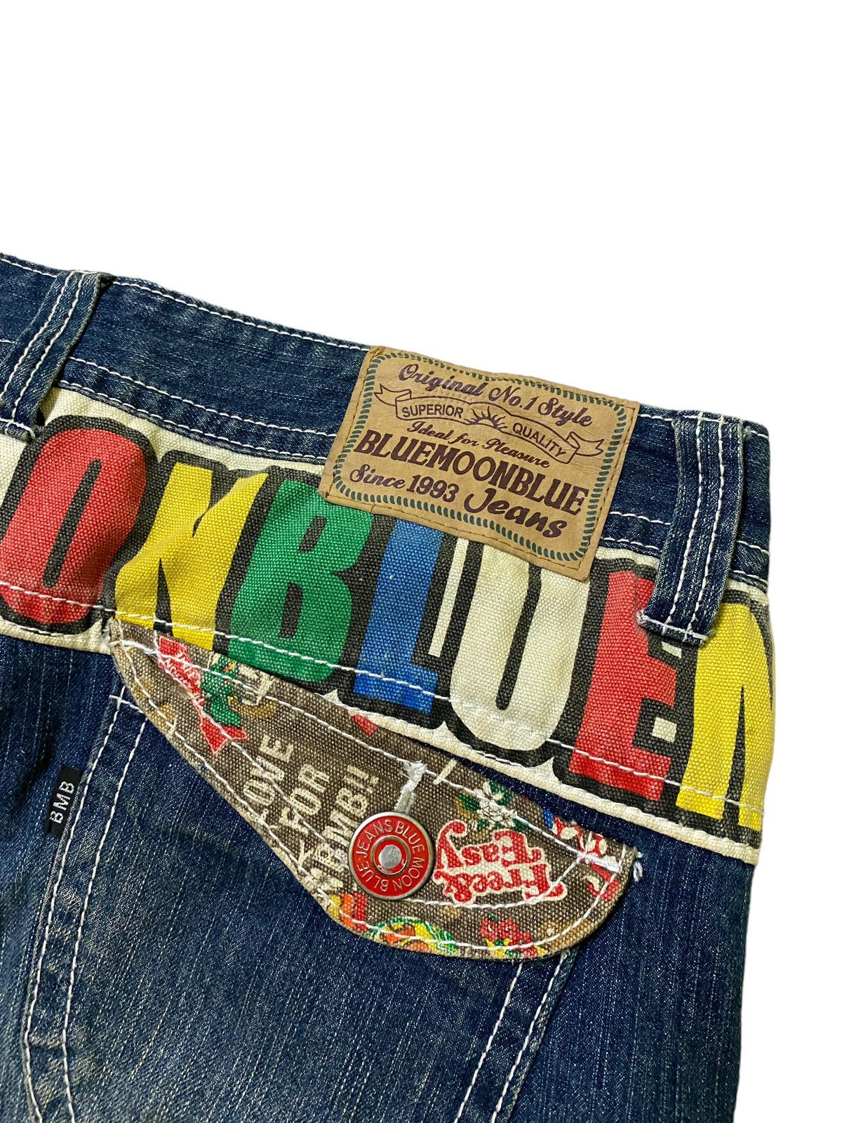Japanese Brand × Vintage VINTAGE BLUE MOON BLUE SPELL OUT CLAWMARK LOW WAIST DENIM Size US 34 / EU 50 - 14 Thumbnail