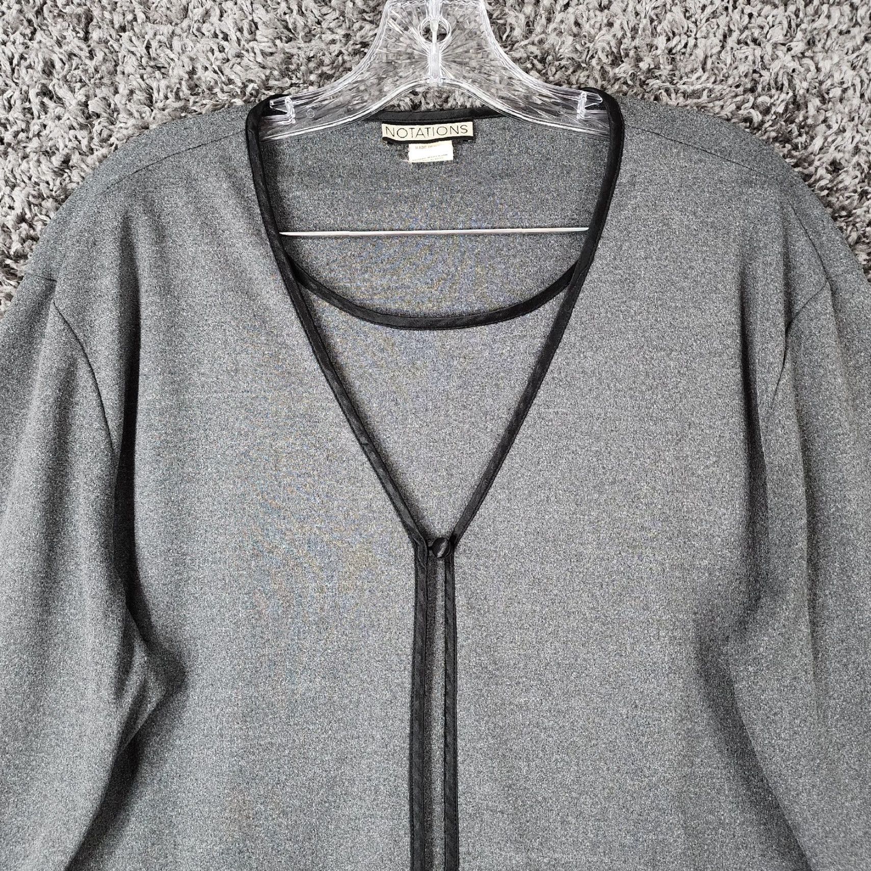 Vintage Notations Blouse Women Long Sleeve XL Gray 100% Polyester Made In USA XL Womens Gray Blouse Size XL / US 12-14 / IT 48-50 - 3 Thumbnail