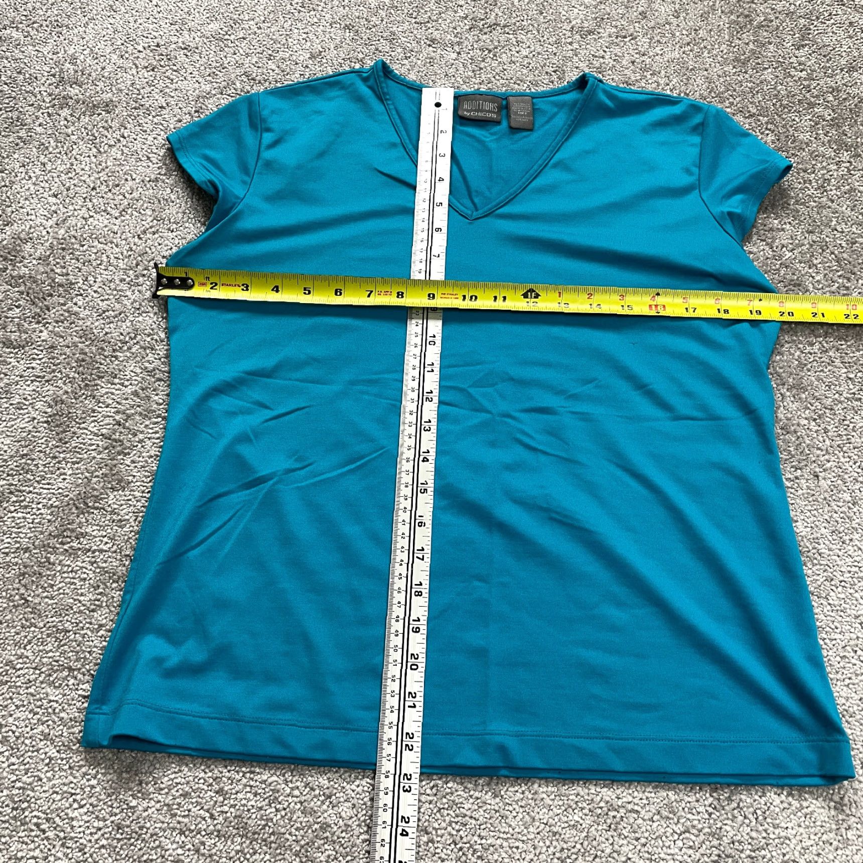 Vintage VINTAGE Chico's Women's T-Shirt Adult Large Blue V-Neck Short Sleeve Casual Cotton Modal Spandex 12/14 Size L / US 10 / IT 46 - 5 Thumbnail