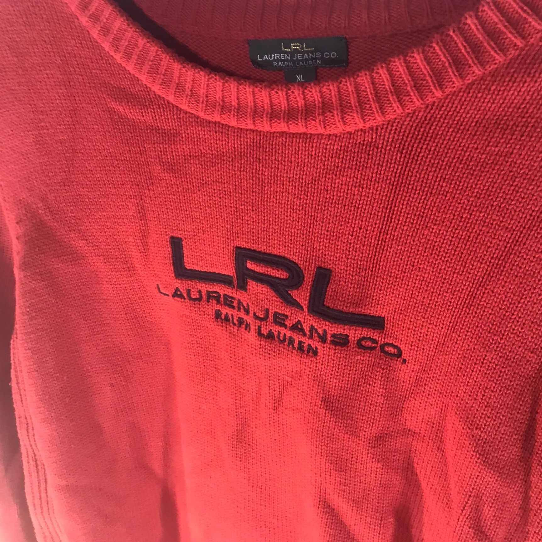 CO Ralph Lauren Red Tight Knit Sweater Womens Size XL Crew Neck Long Sleeve Classic Size XL / US 12-14 / IT 48-50 - 2 Thumbnail