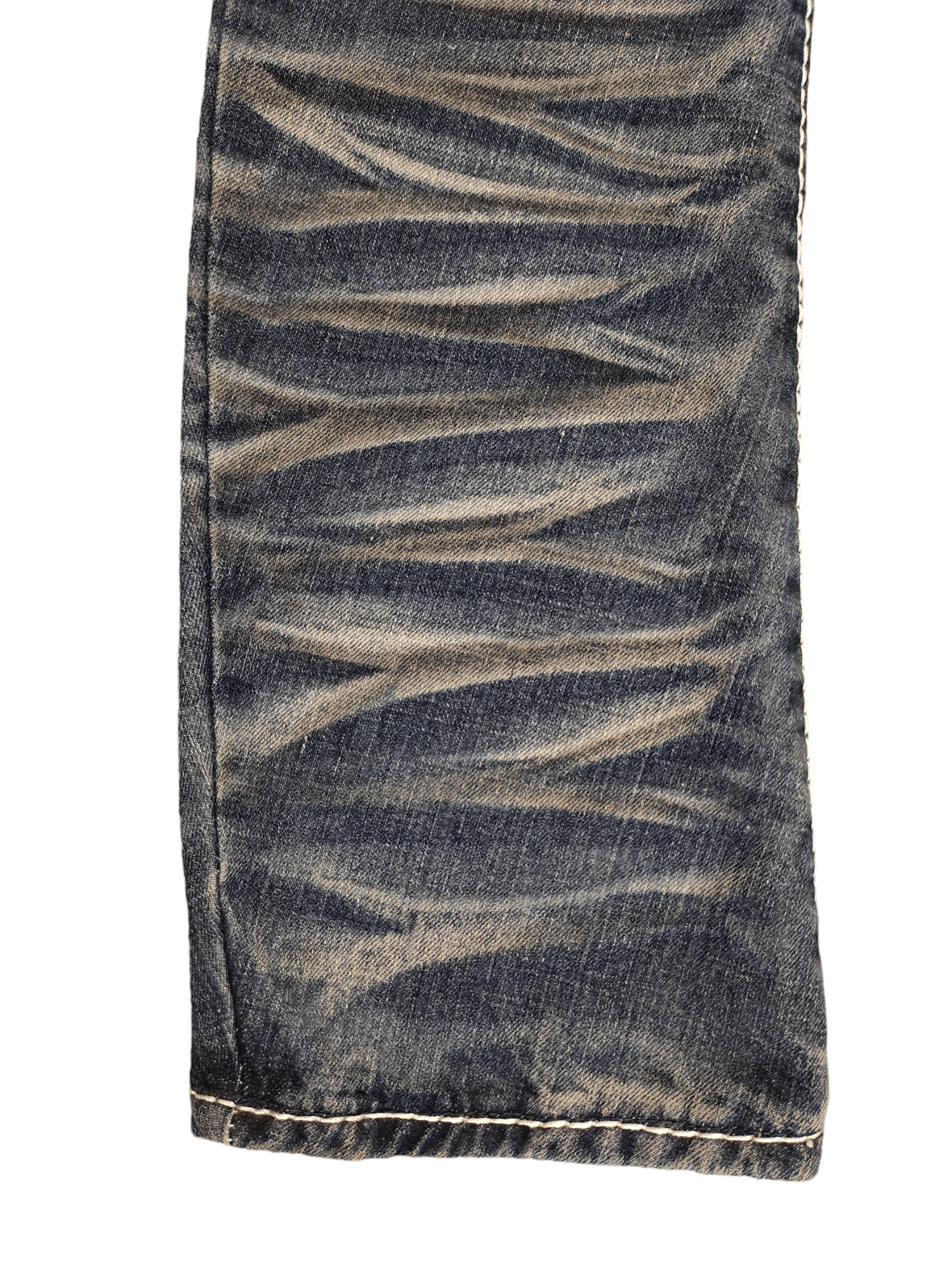 GOSTAR DE FUGA Japanese Brand Growth Amazing Washed Curved Denim Jeans Size US 31 - 8 Thumbnail