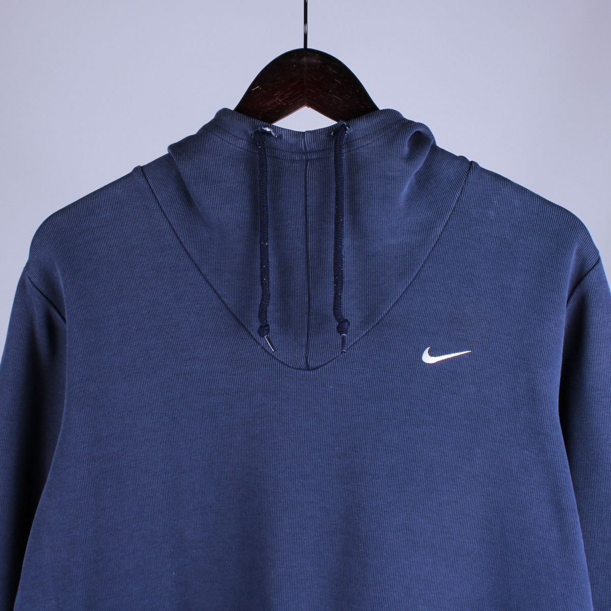 Nike × Vintage NIKE Vintage Ninja Style Blue High Neck Drawstring Hoodie Size US S / EU 44-46 / 1 - 2 Thumbnail
