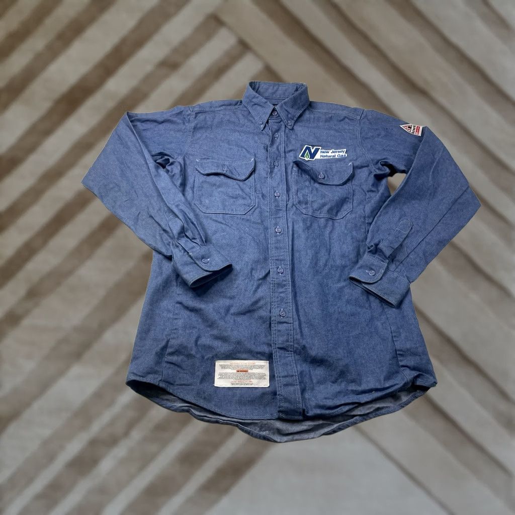 Denime Bulwark Shirt Denim Long Sleeve Button Down Flame Resistant Blue Mens M Size US M / EU 48-50 / 2 - 1 Thumbnail