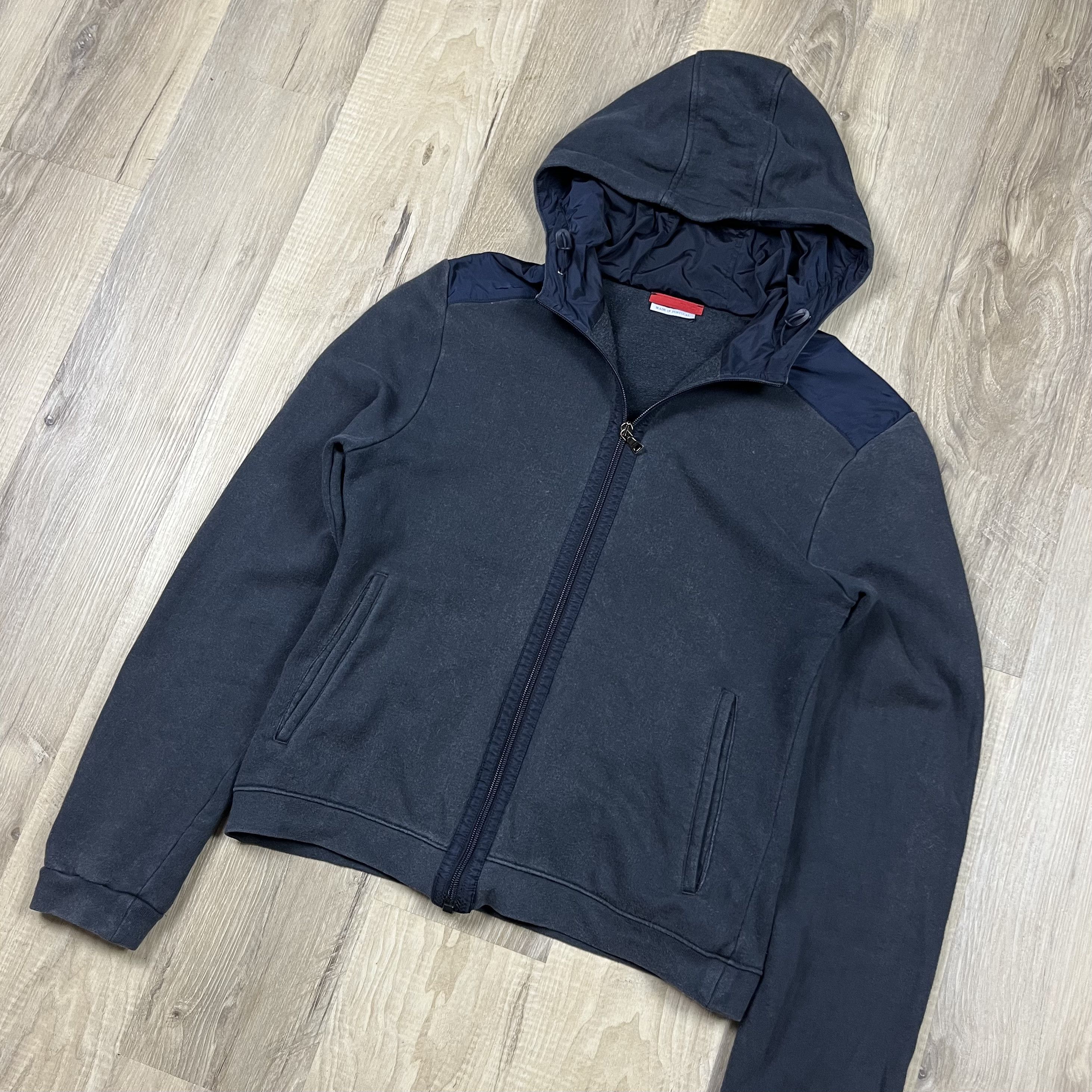 Prada VTG Y2K Prada Full Zip Hooded Sweatshirt Black Blue Nylon Size M / US 6-8 / IT 42-44 - 1 Thumbnail