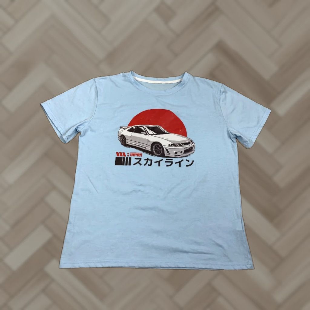 Vintage Japan Import Racing Car Graphic T Shirt Light Blue Short Sleeve Size M Mens Crew Neck Blue 2857 Size US M / EU 48-50 / 2 - 1 Thumbnail