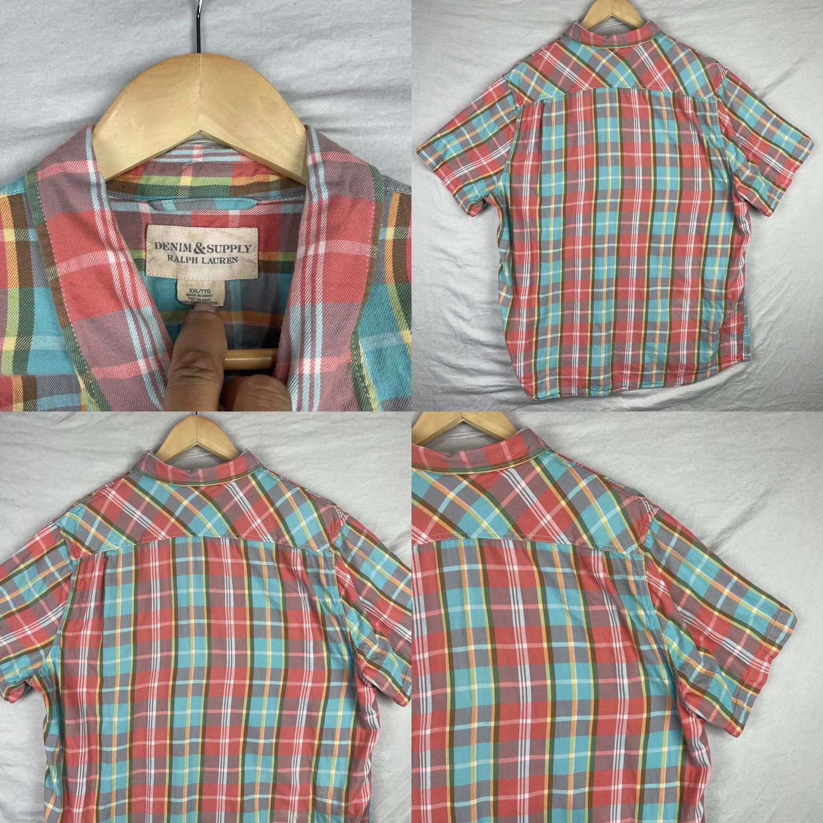 Vintage Denim & Supply Ralph Lauren Shirt Mens 2XL Pink Plaid Button-Up Kore Madras Pocket Casual Preppy Console Size US XXL / EU 58 / 5 - 8 Thumbnail