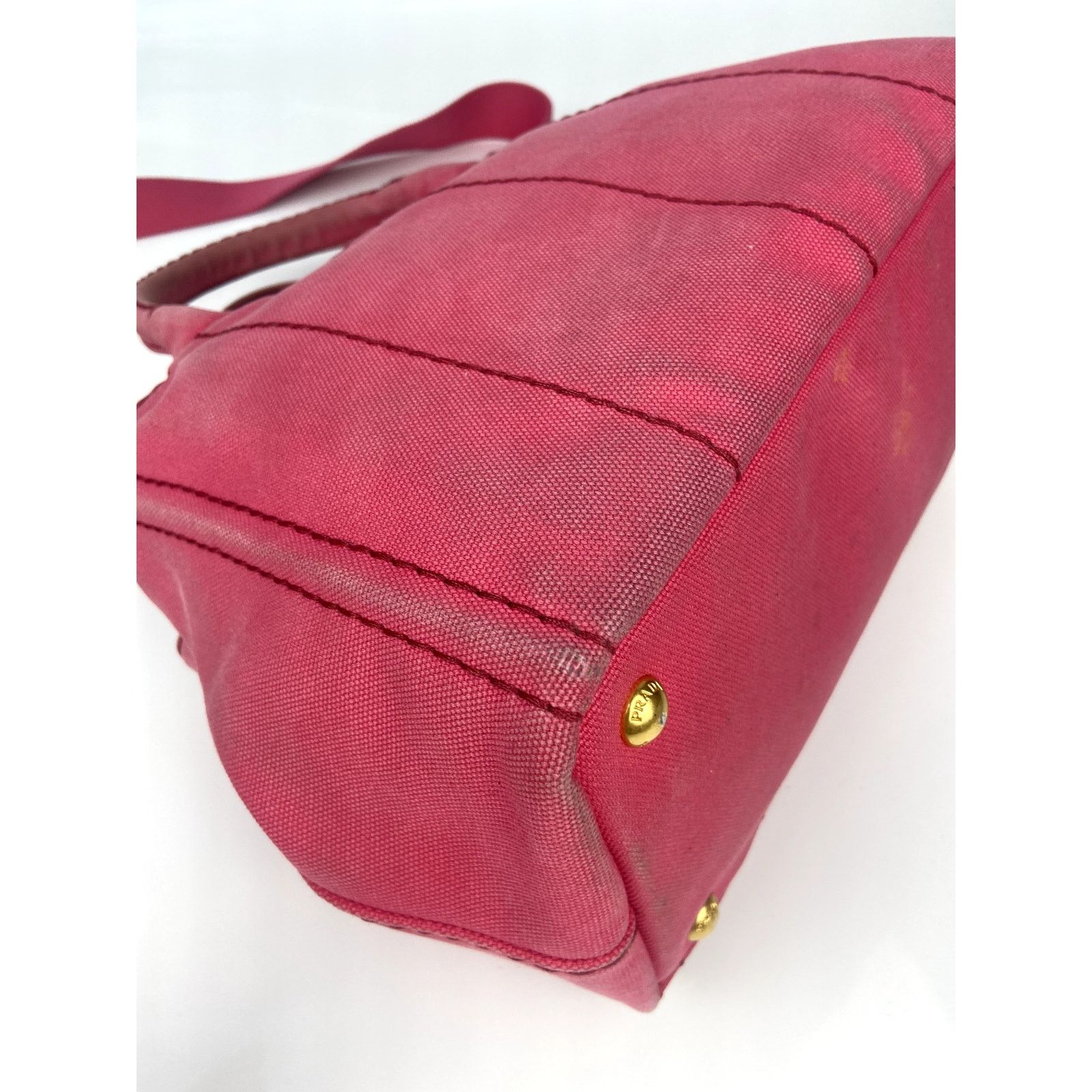 Prada Prada Pink Canapa Canvas Logo Print Tote Size ONE SIZE - 8 Thumbnail